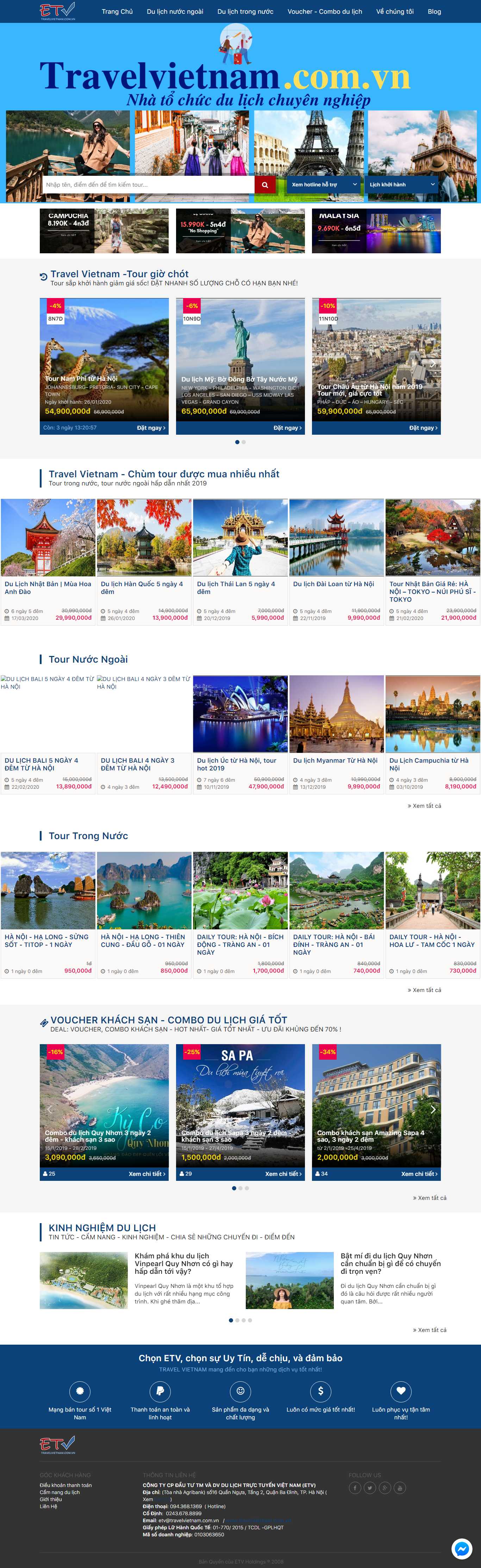 Thiết kế Web du lịch chuyên nghiệp travelvietnam.com.vn