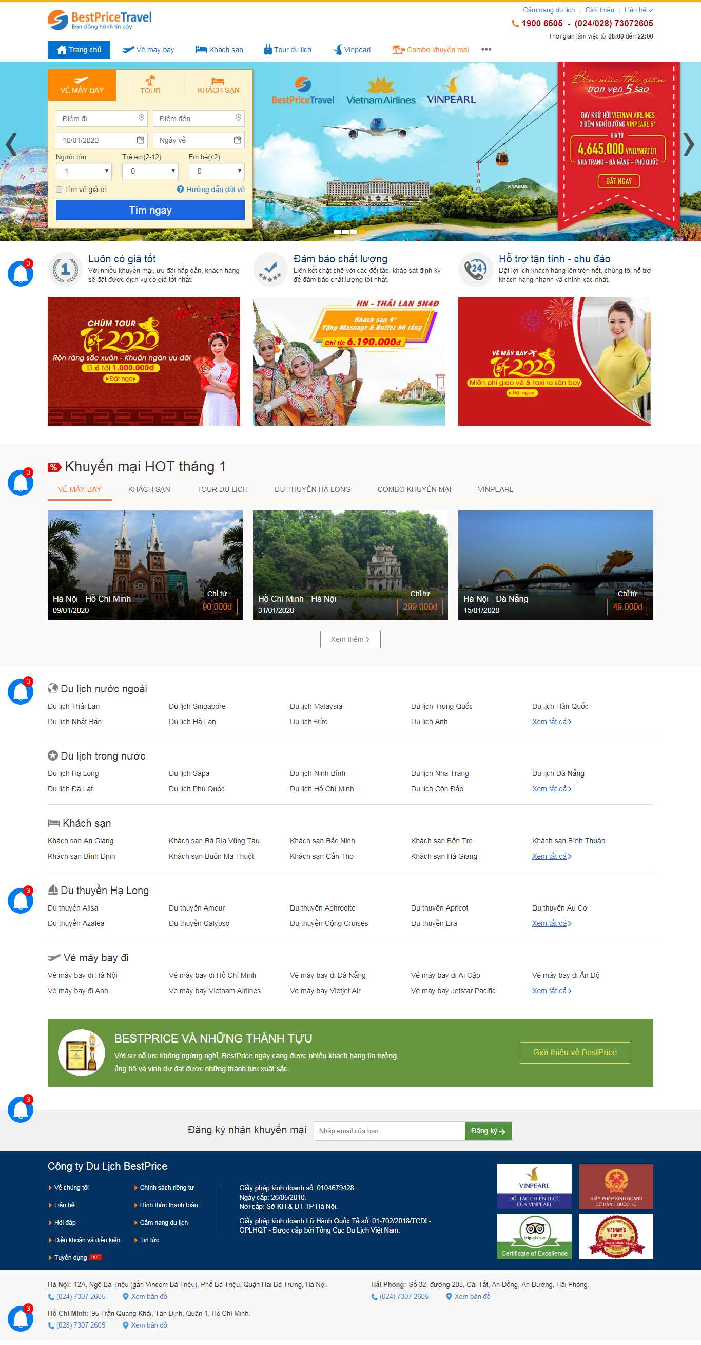 Thiết kế Web du lịch tour bestprice.vn