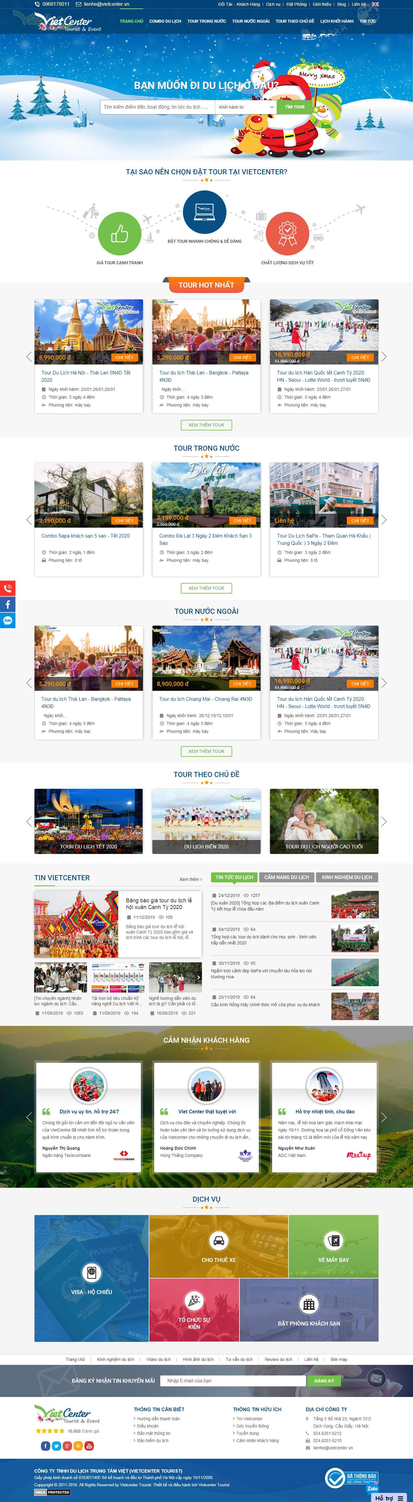 Thiết kế Web du lịch tour vietcenter.vn