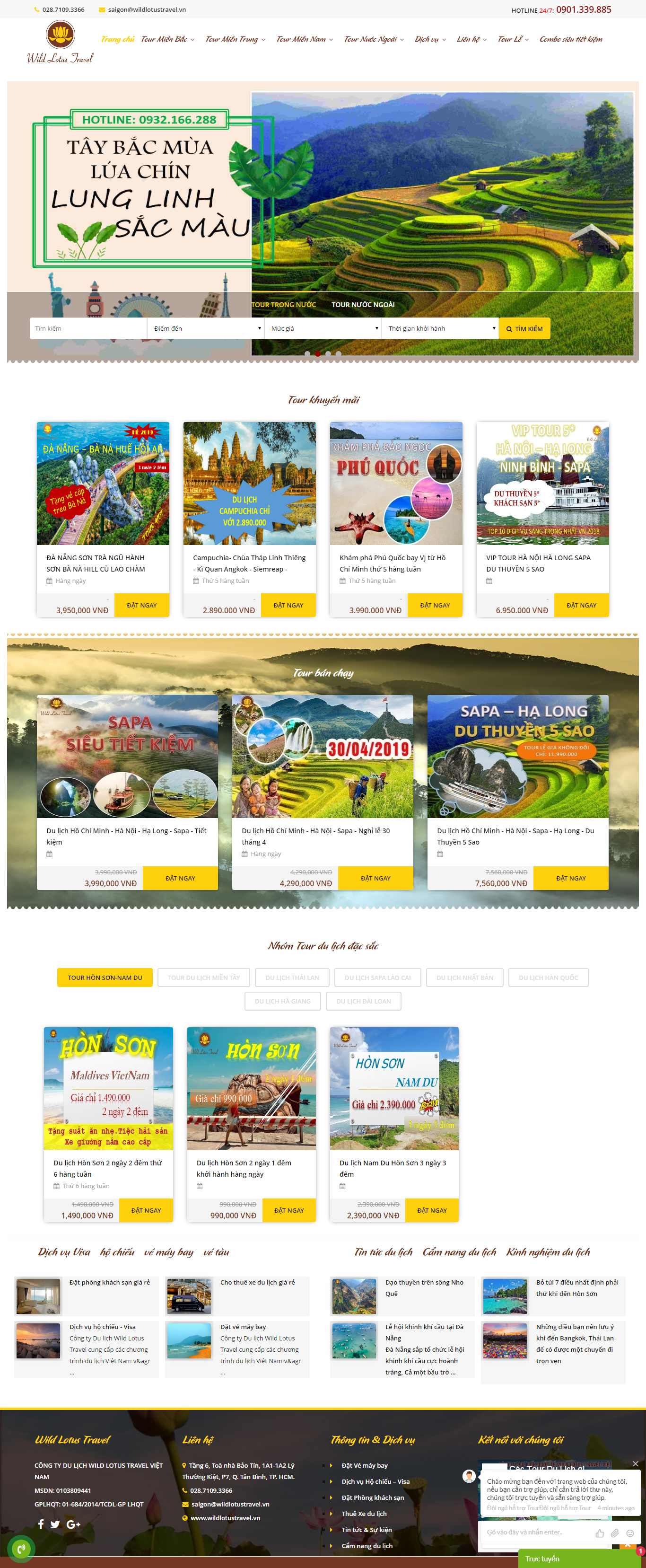 Thiết kế Web du lịch tour wildlotustravel.vn