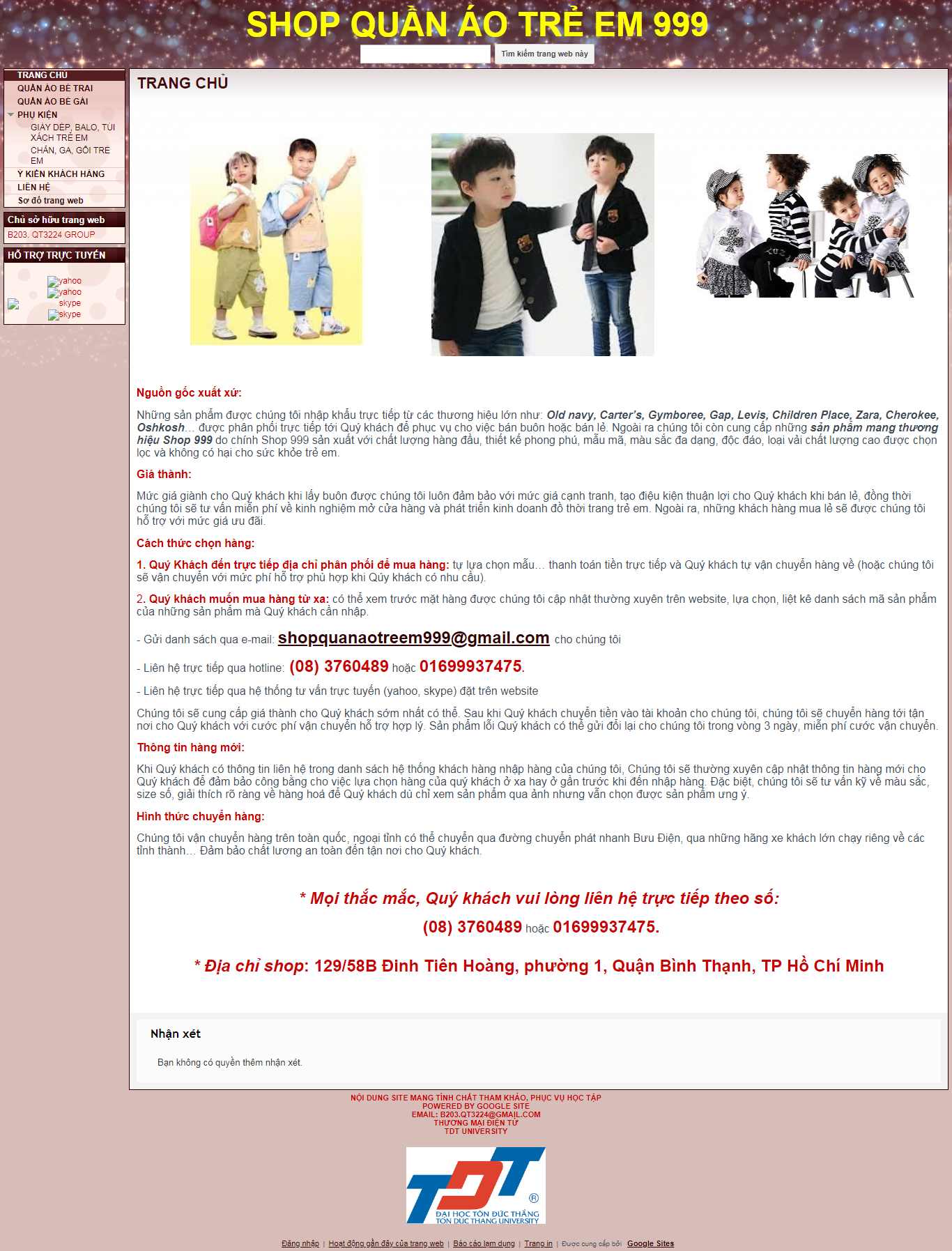 Thiết kế Web bán hàng miễn phí sites.google.com