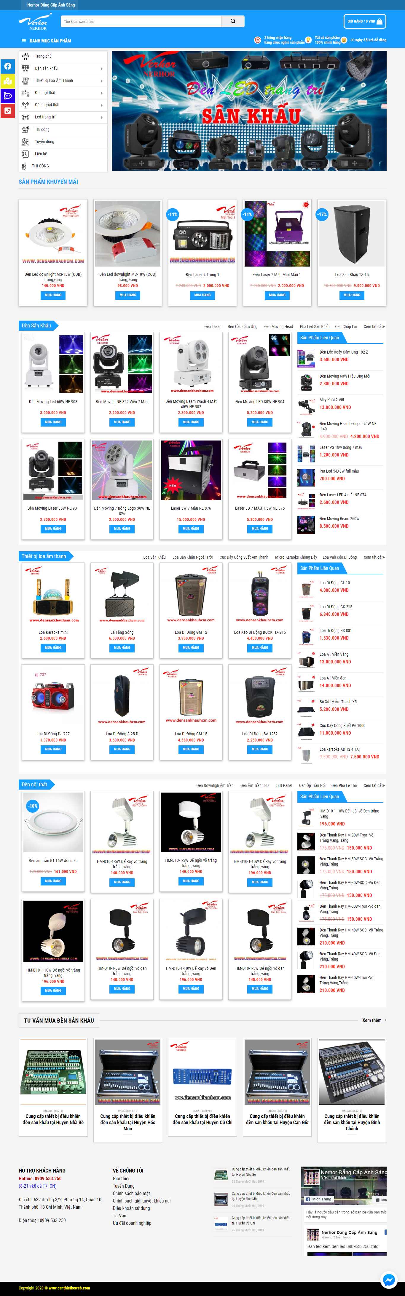 Thiết kế Web thiết bị âm thanh ánh sáng densankhauhcm.com