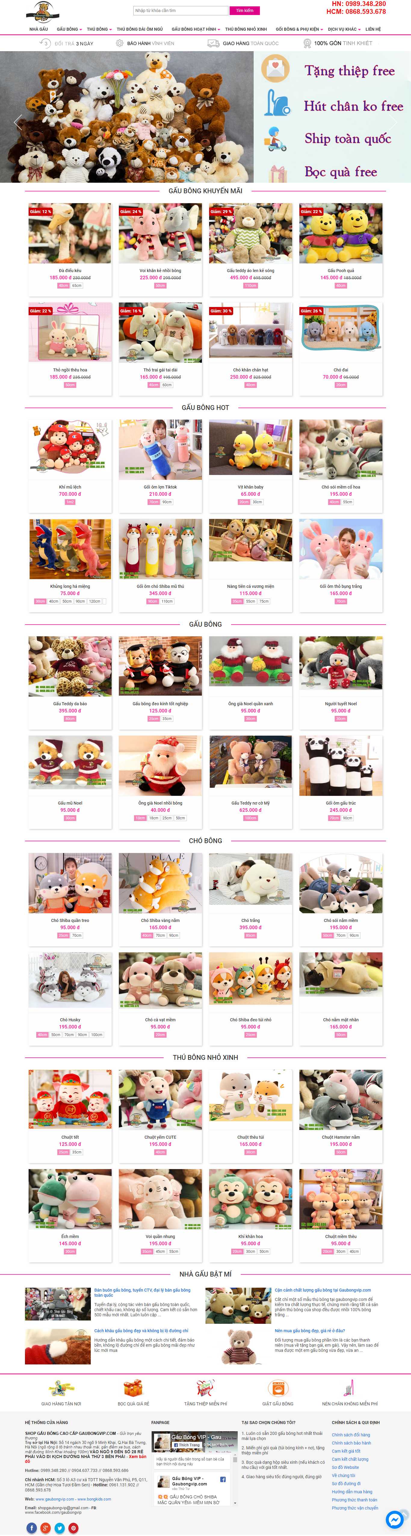 Thiết kế Web thú nhồi bông gaubongvip.com