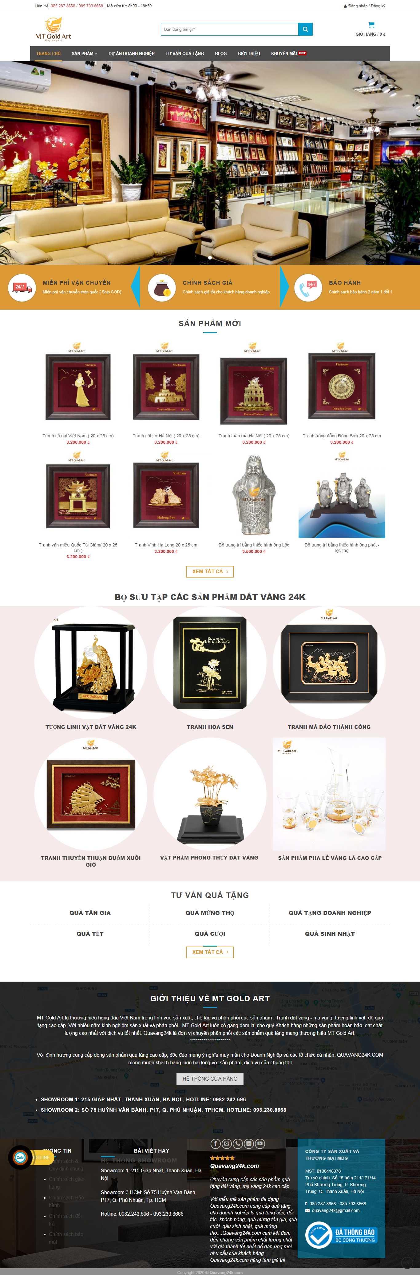 Thiết kế Web quà lưu niệm quavang24k.com