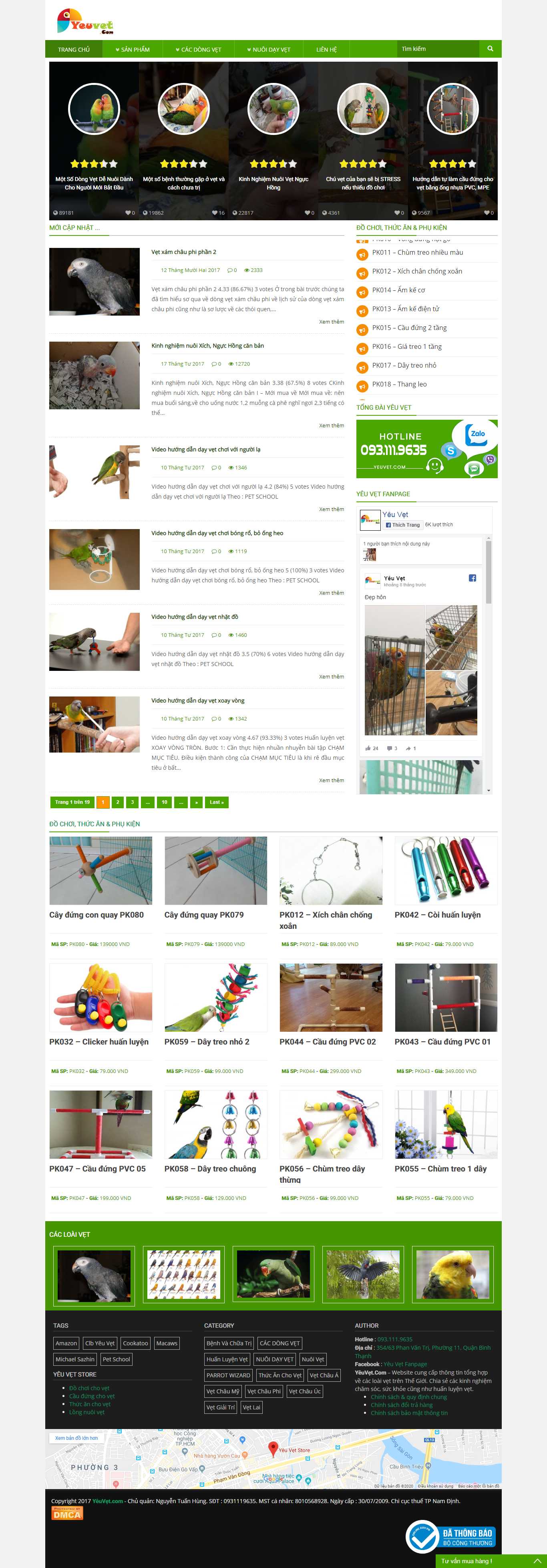 Thiết kế Web bán chim cảnh yeuvet.com