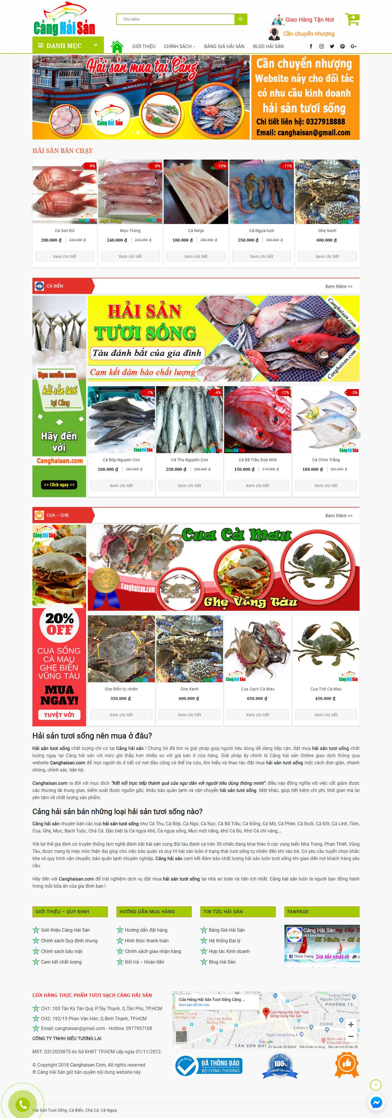 Thiết kế Web thủy hải sản canghaisan.com