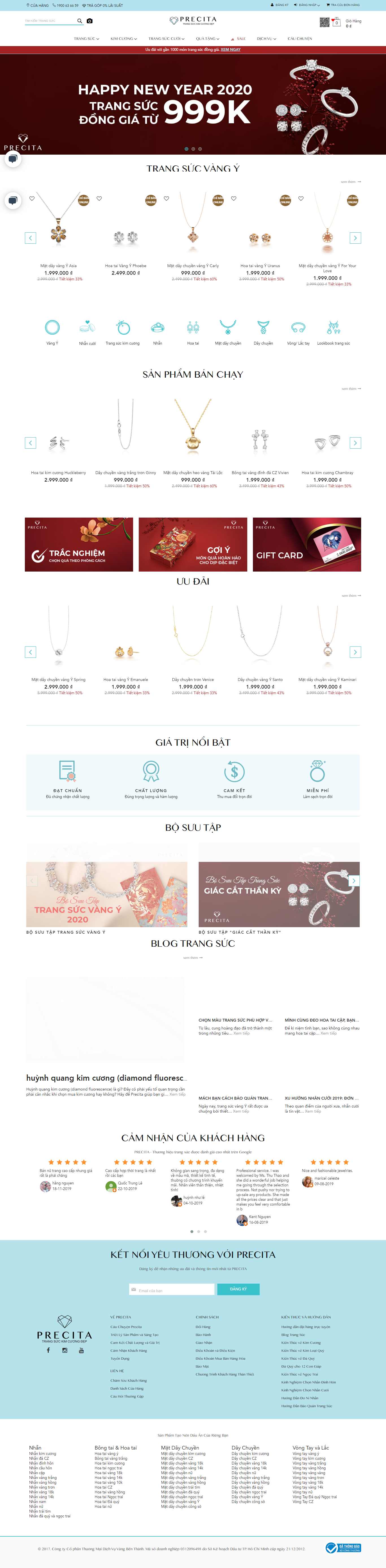 Thiết kế Web tiệm vàng bạc precita.vn