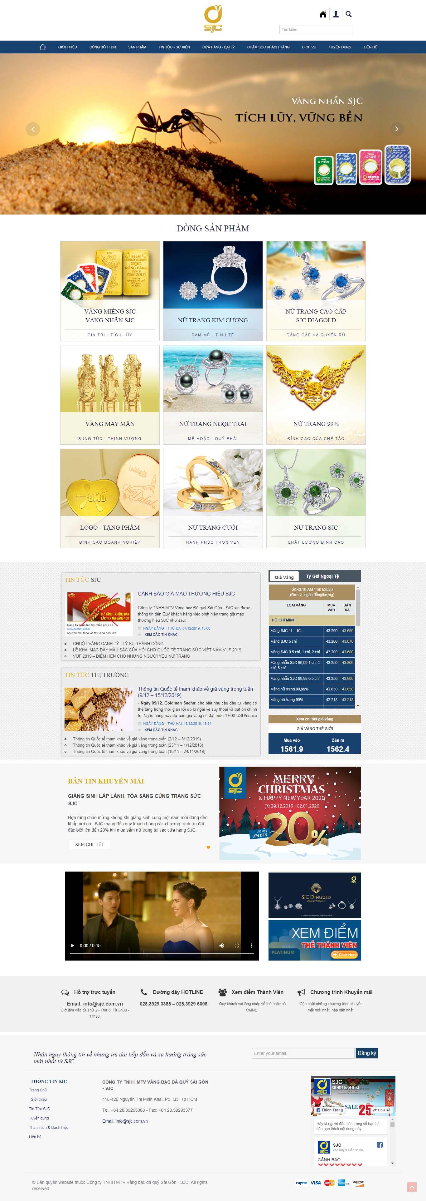 Thiết kế Web tiệm vàng bạc sjc.com.vn