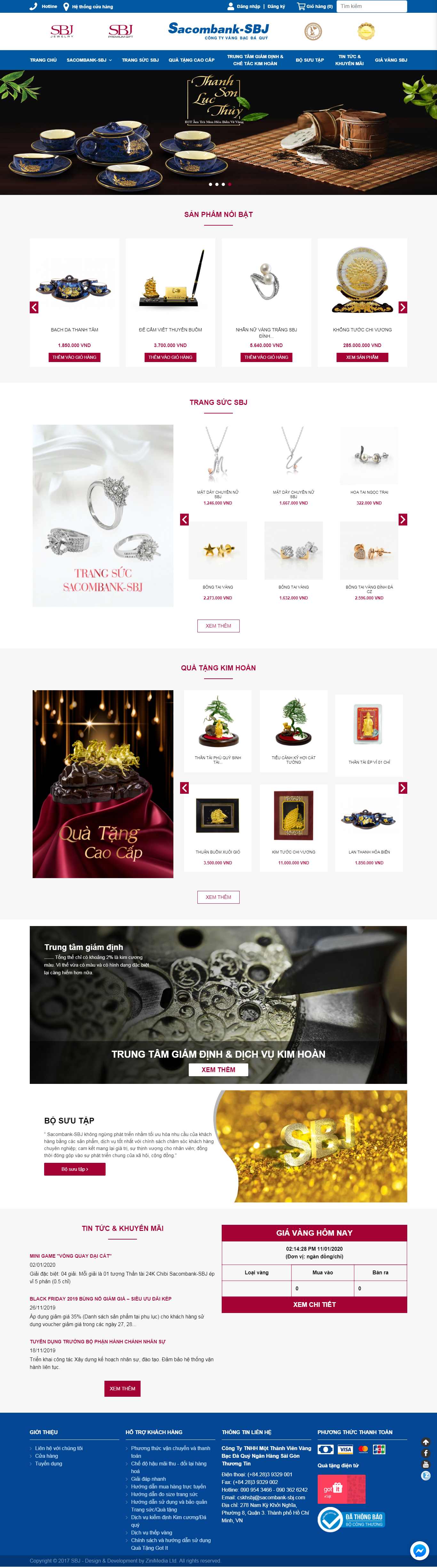 Thiết kế Web tiệm vàng bạc sacombank-sbj.com