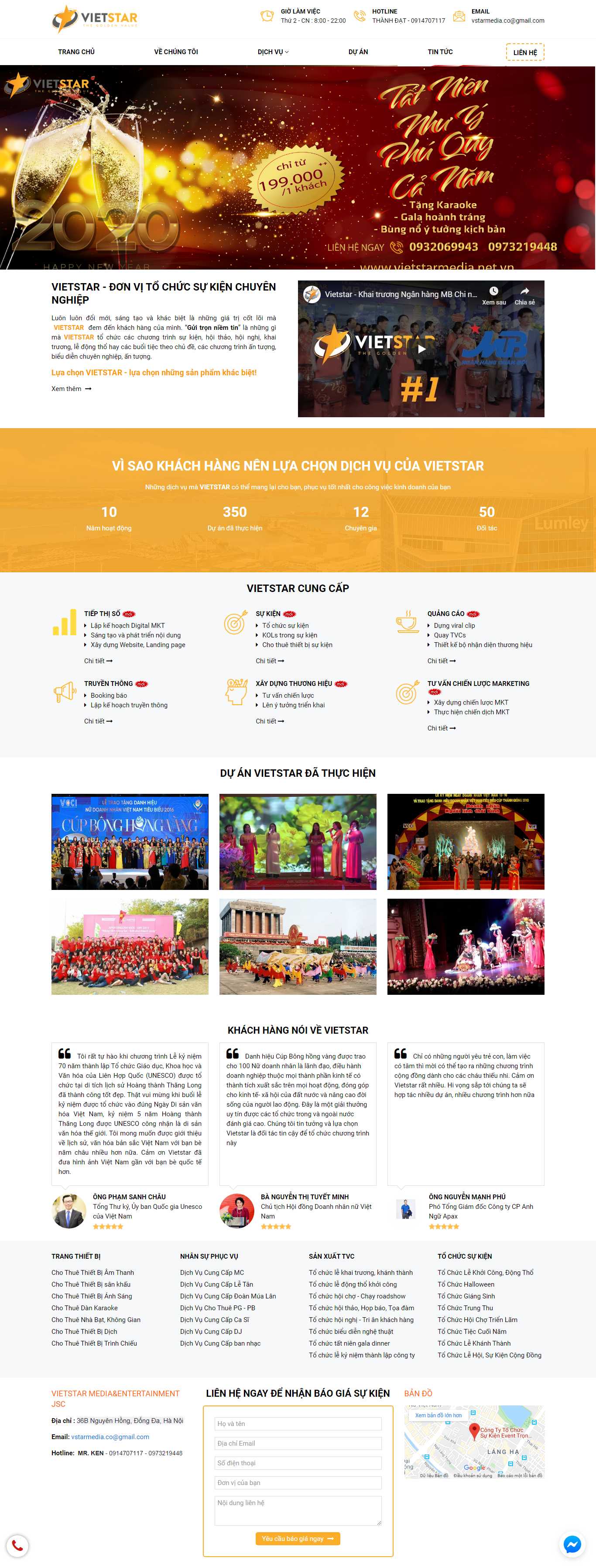 Thiết kế Web tổ chức sự kiện, truyền thông vietstarmedia.net.vn