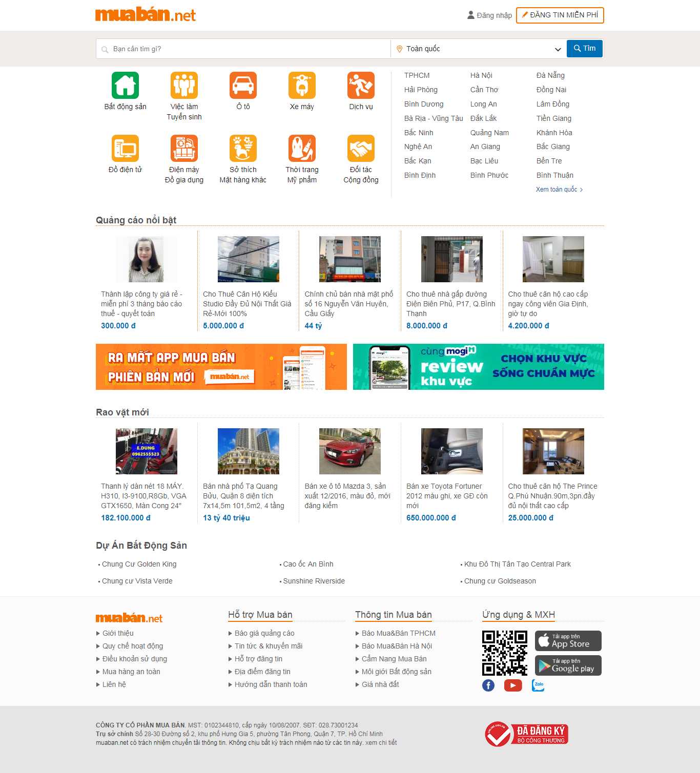 Thiết kế Web rao vặt Đấu giá muaban.net