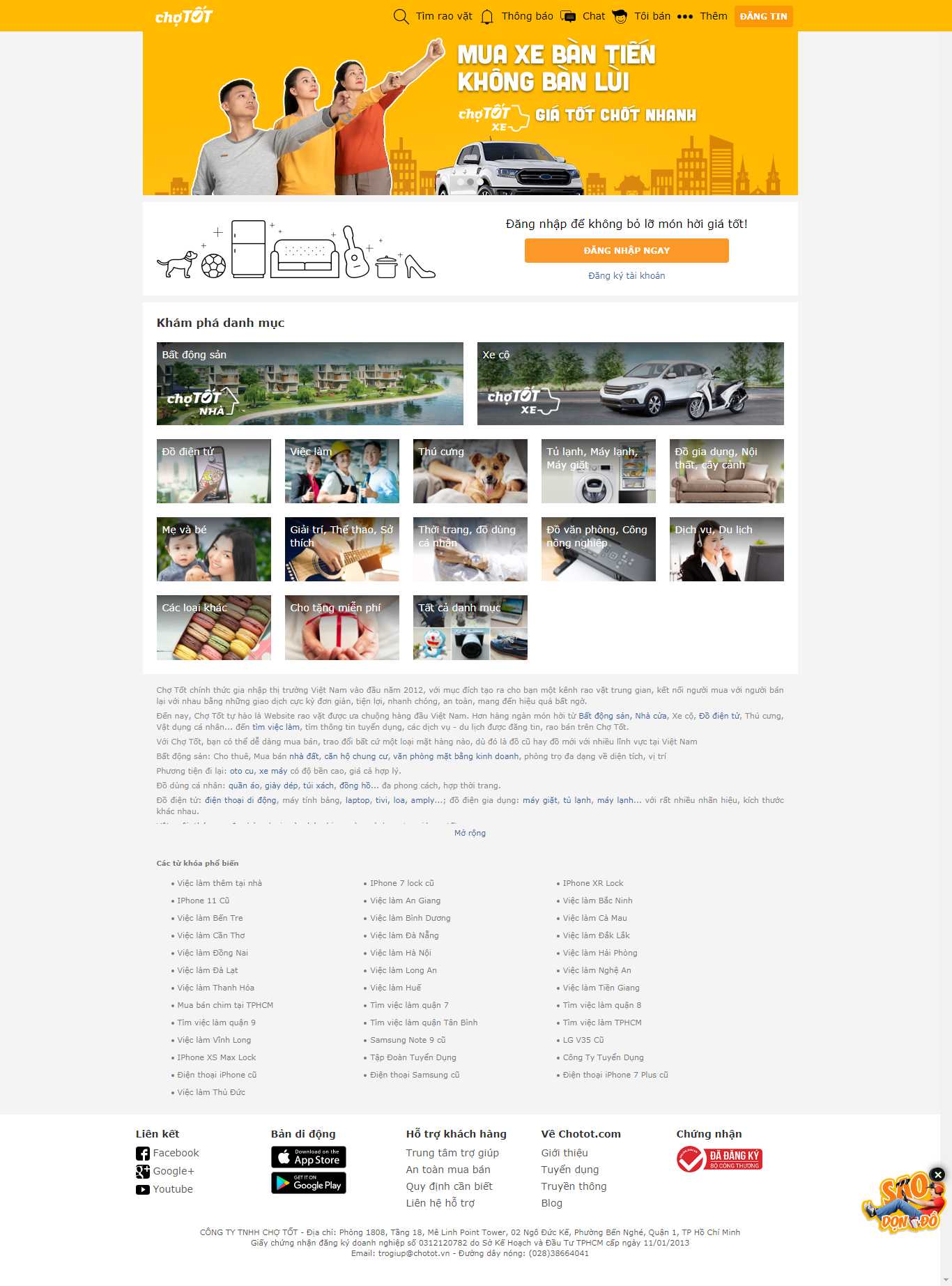 Thiết kế Web rao vặt Đấu giá chotot.com