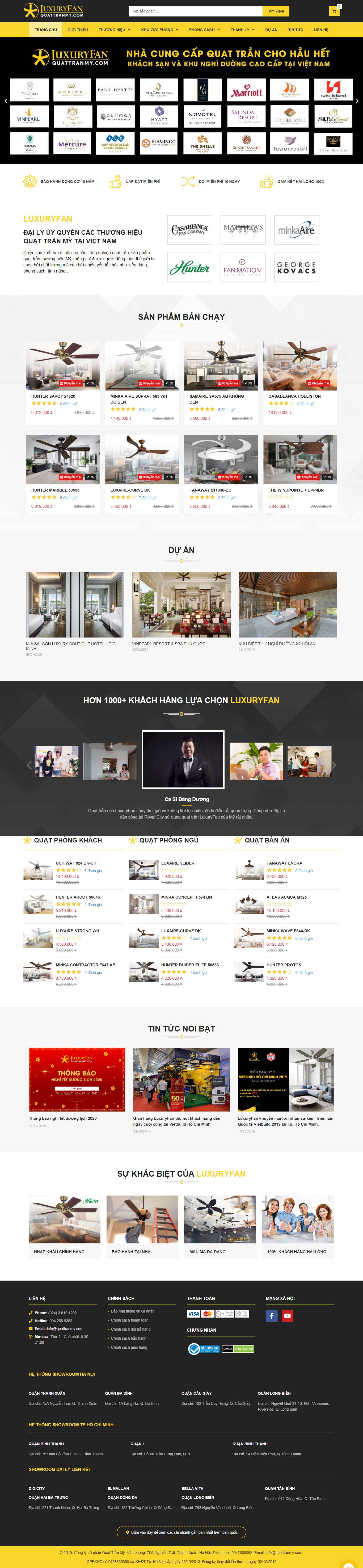 Thiết kế Web bán quạt trần quattranmy.com