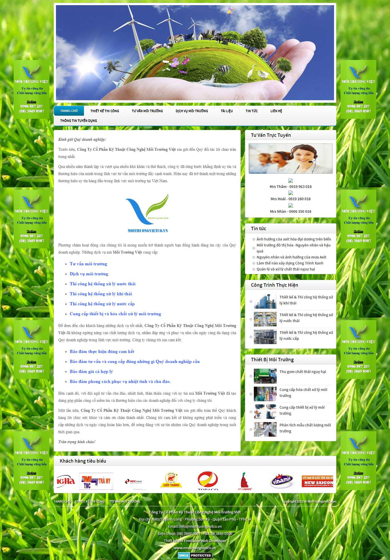 Thiết kế Web giới thiệu doanh nghiệp moitruongvietco.vn