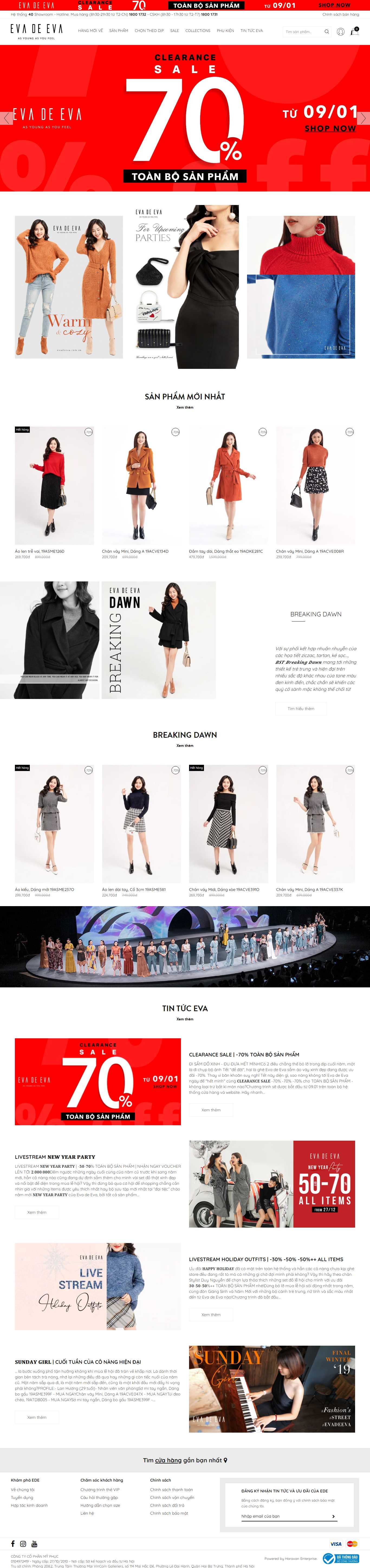Thiết kế Web bán quần áo evadeeva.com.vn