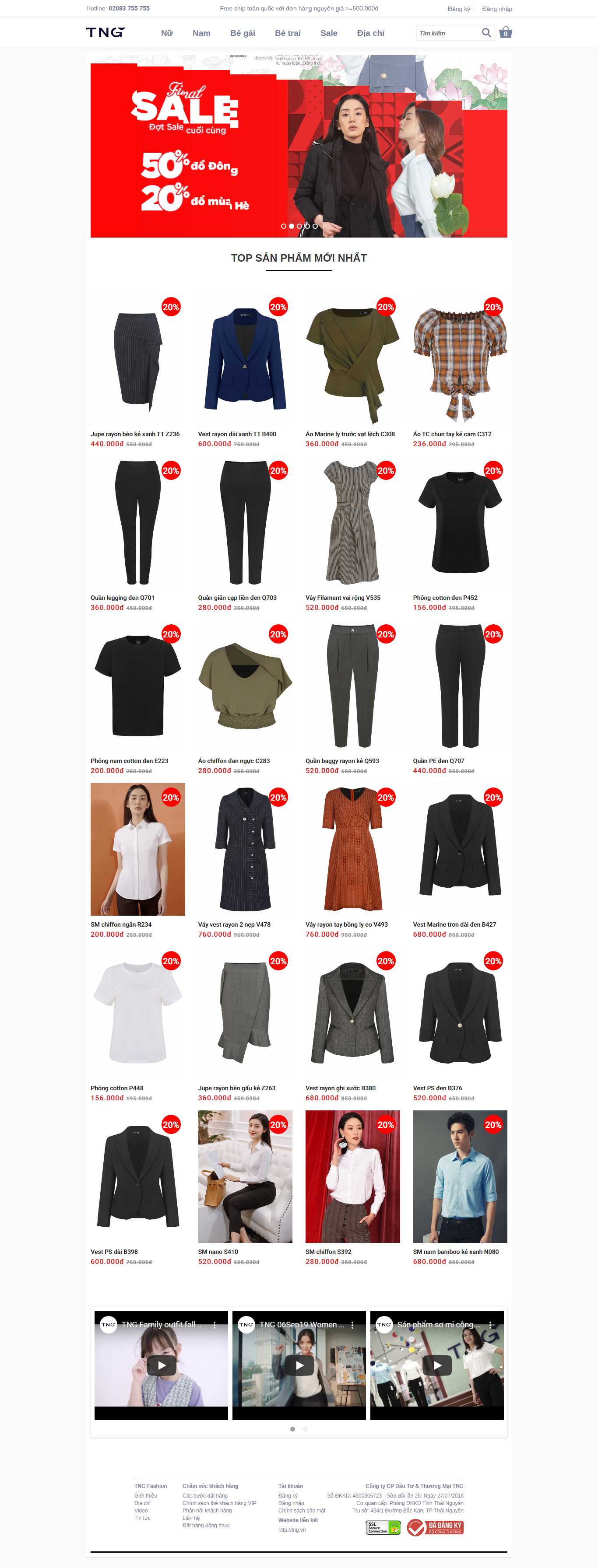 Thiết kế Web bán quần áo tngfashion.vn