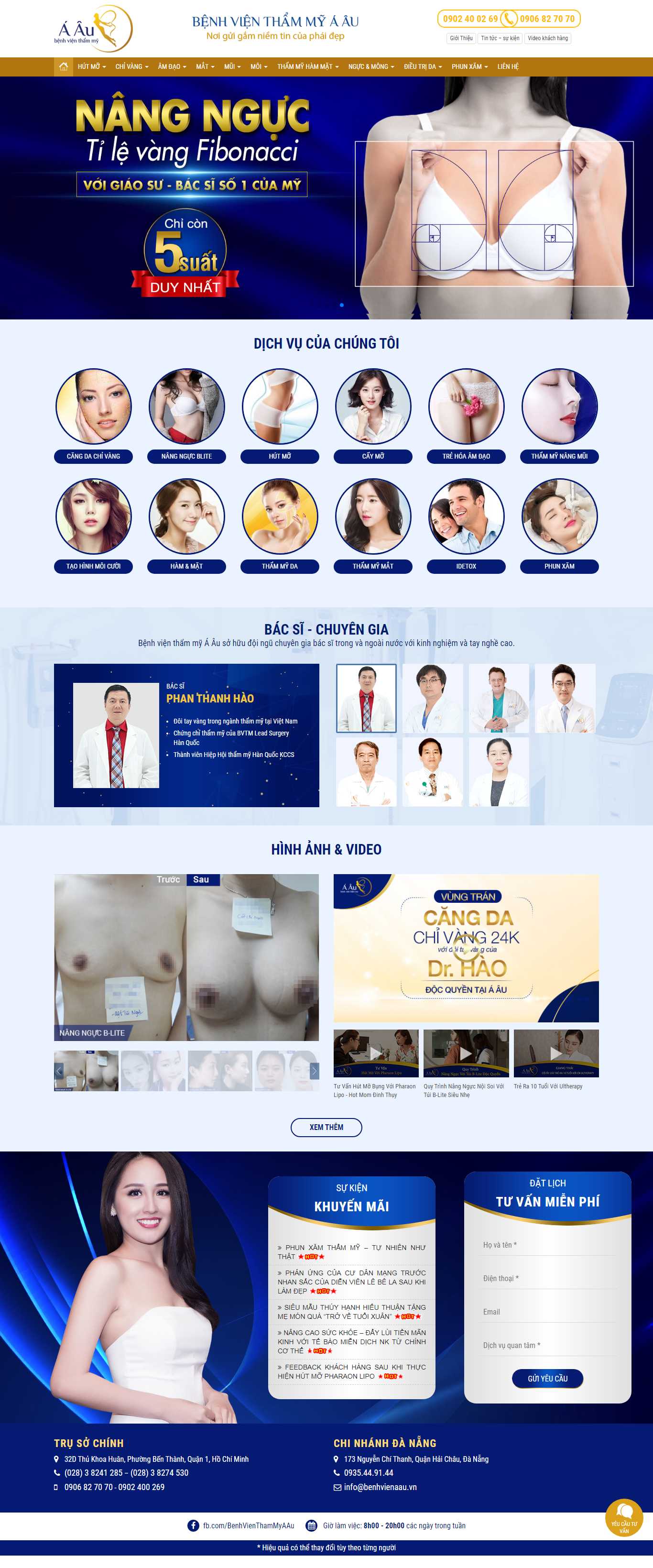 Thiết kế Web thẩm mỹ viện benhvienaau.vn