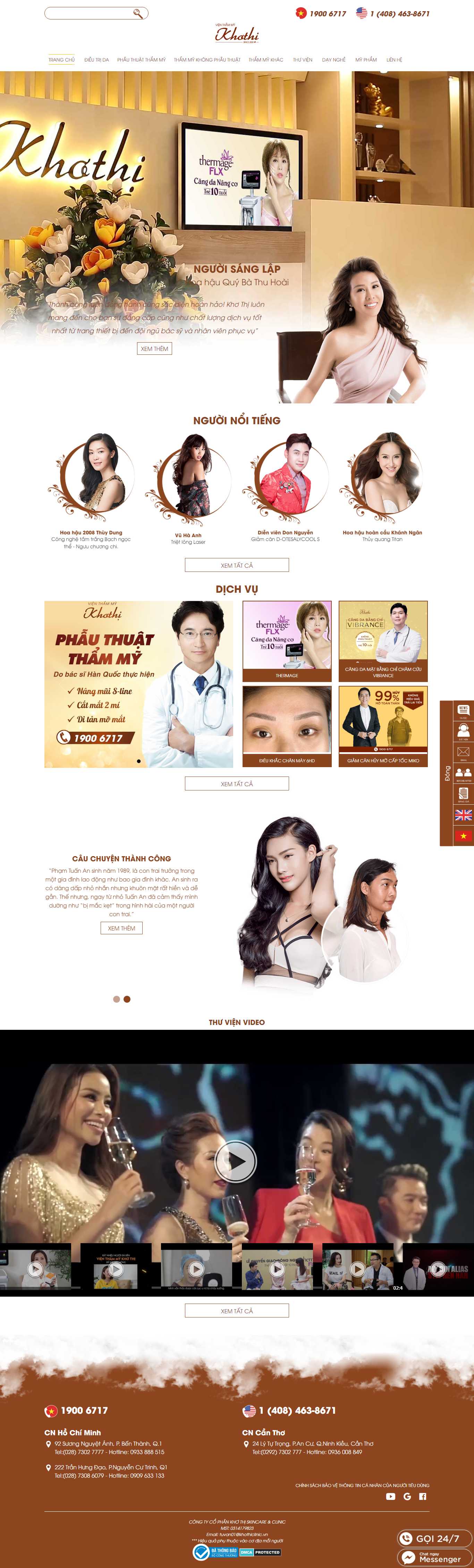 Thiết kế Web thẩm mỹ viện vienthammykhothi.vn