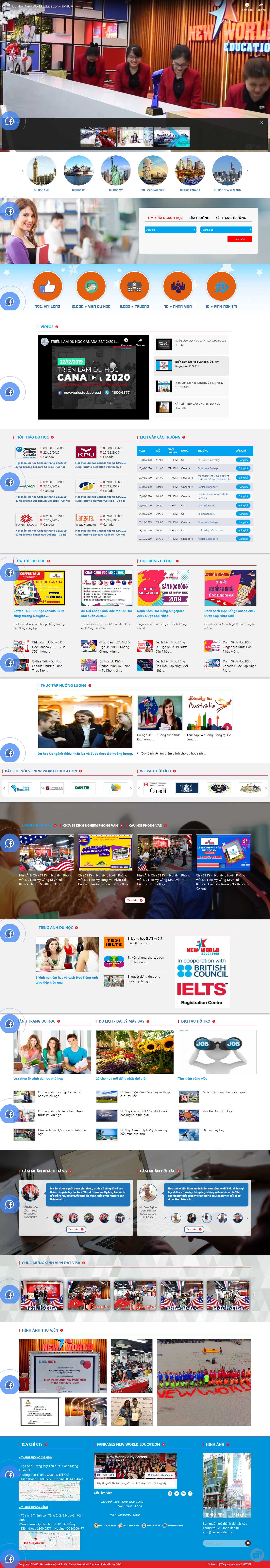 Thiết kế Web tư vấn du học newworldedu.vn