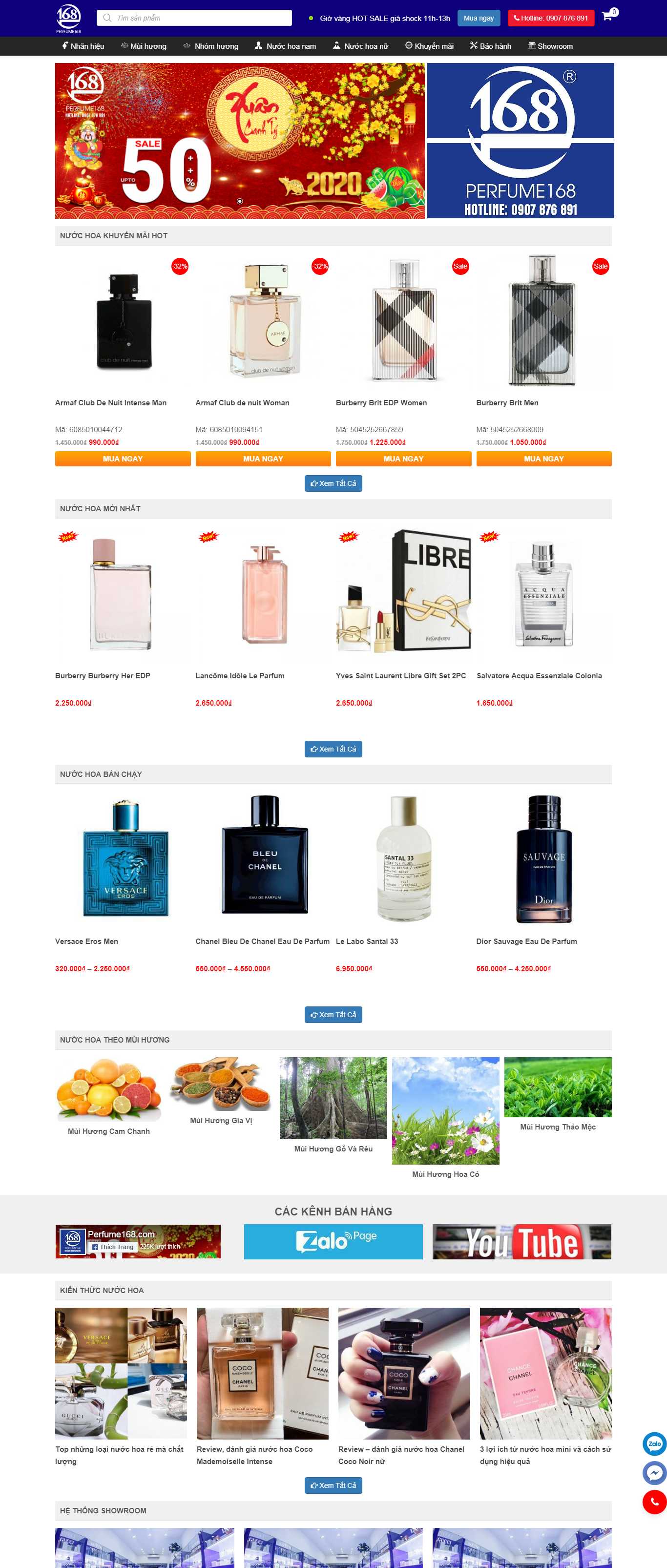 Thiết kế Web bán nước hoa perfume168.com