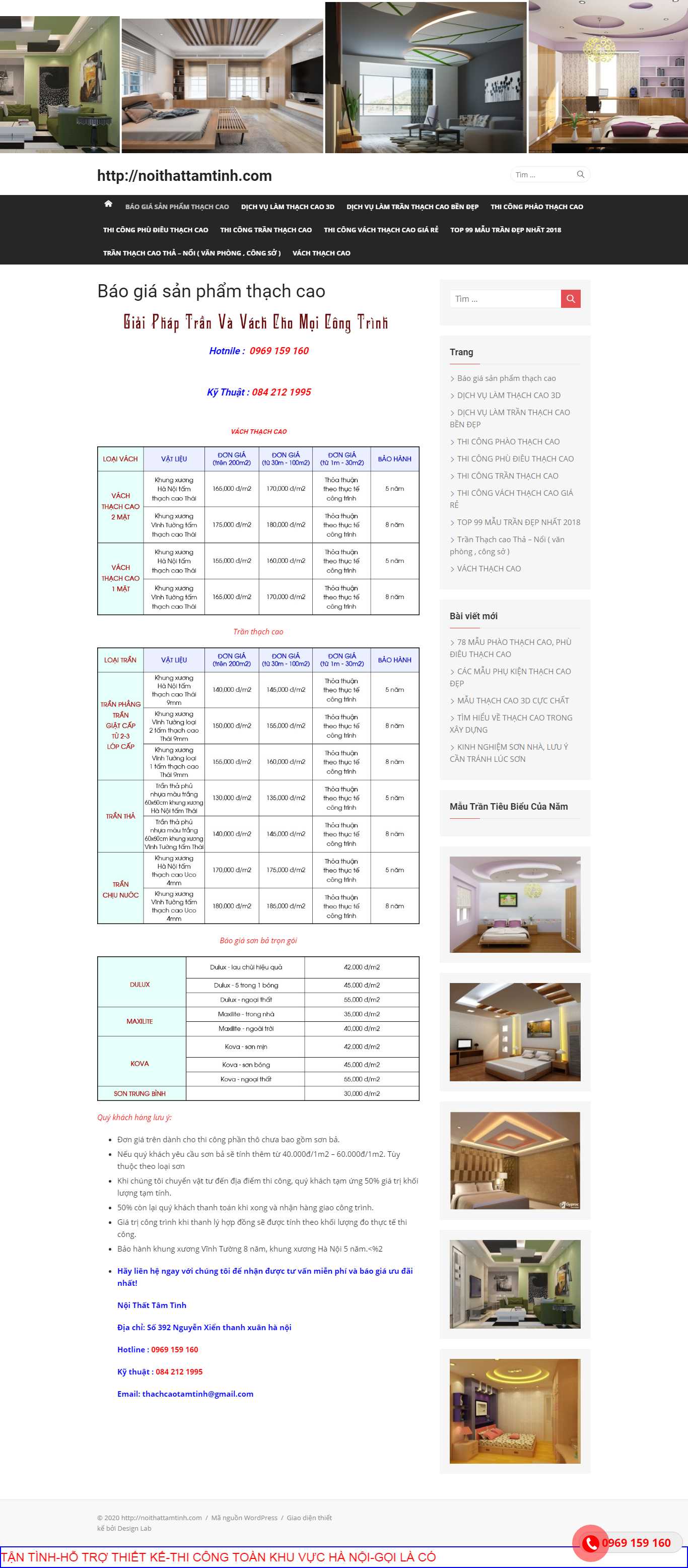 Thiết kế Web công ty trần thạch cao noithattamtinh.com