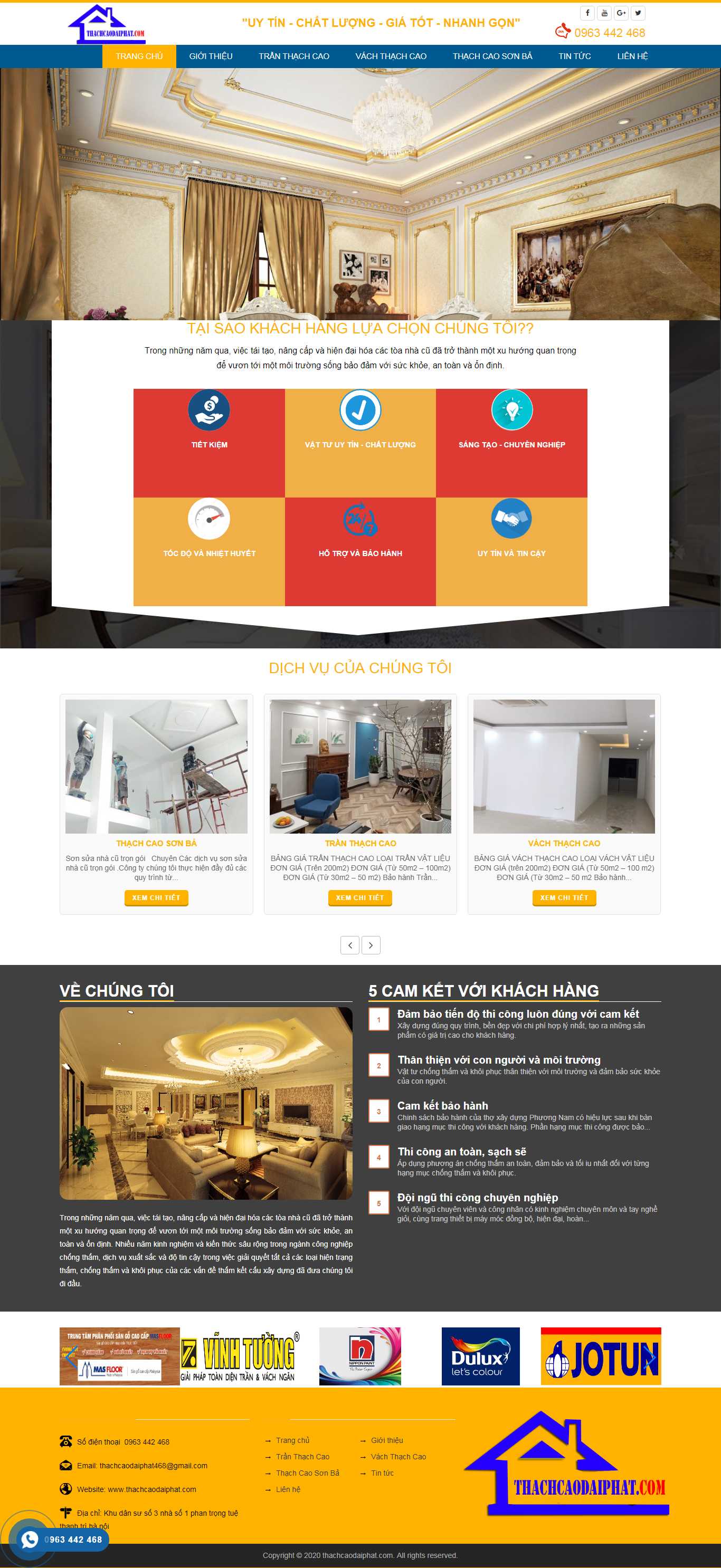 Thiết kế Web công ty trần thạch cao thachcaodaiphat.com