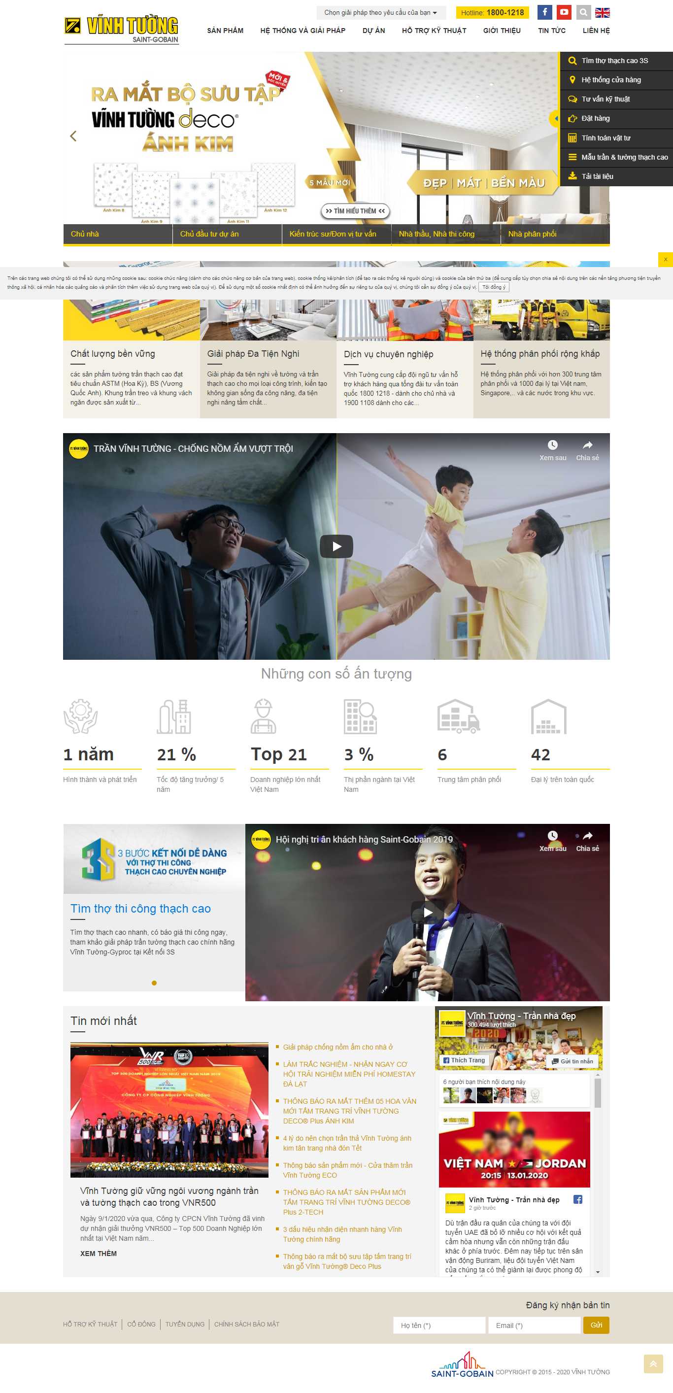 Thiết kế Web công ty trần thạch cao vinhtuong.com