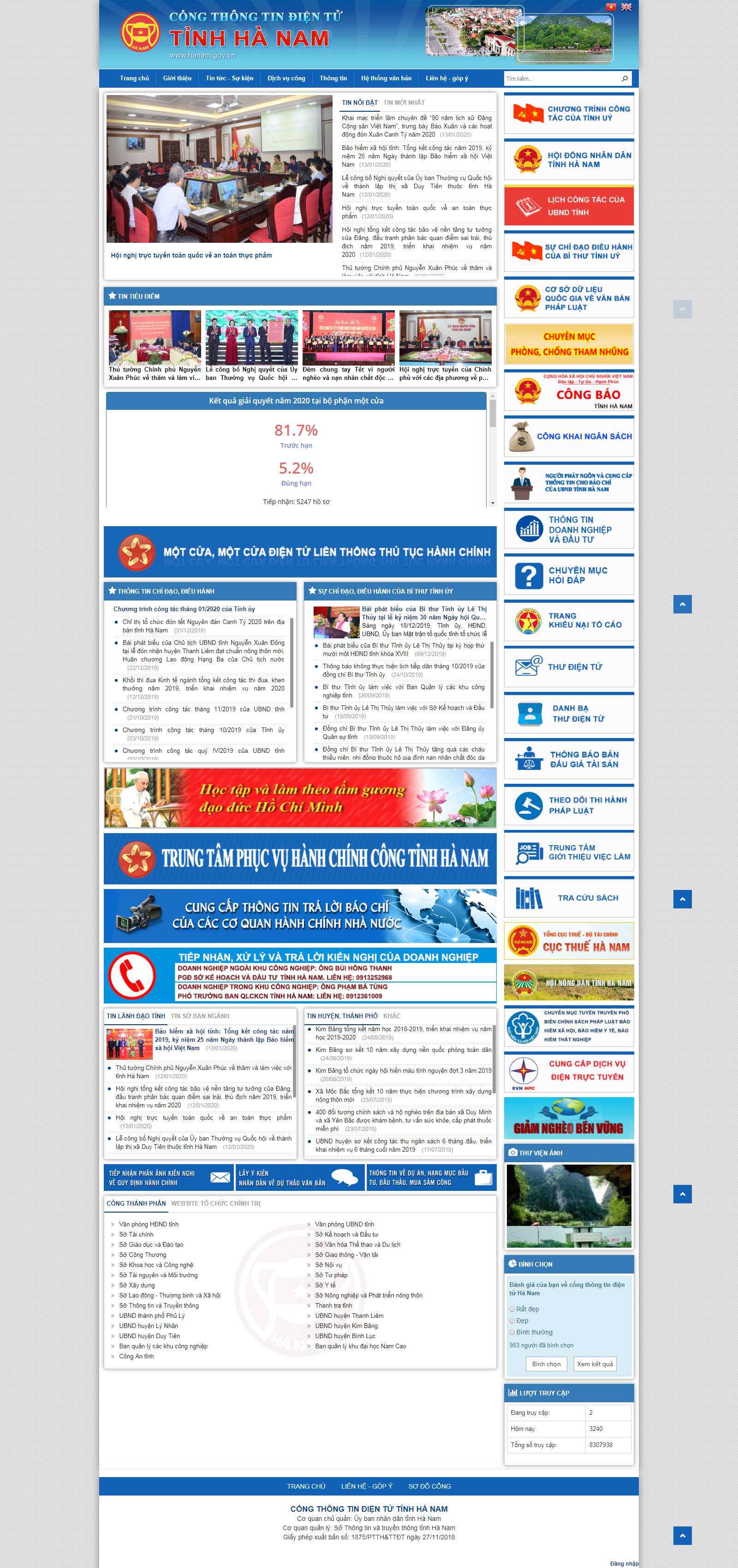 Thiết kế Web Ủy ban nhân nhân hanam.gov.vn