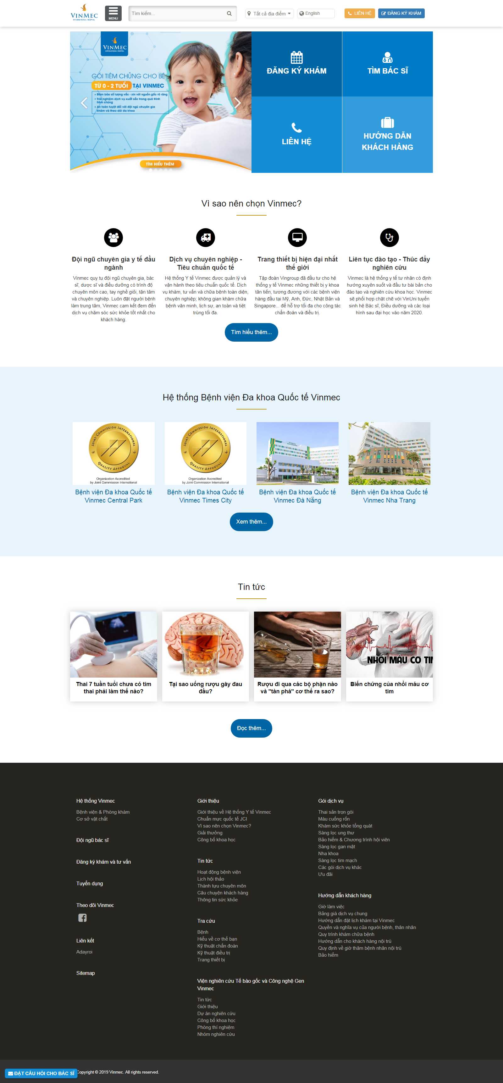 Thiết kế Web y tế vinmec.com