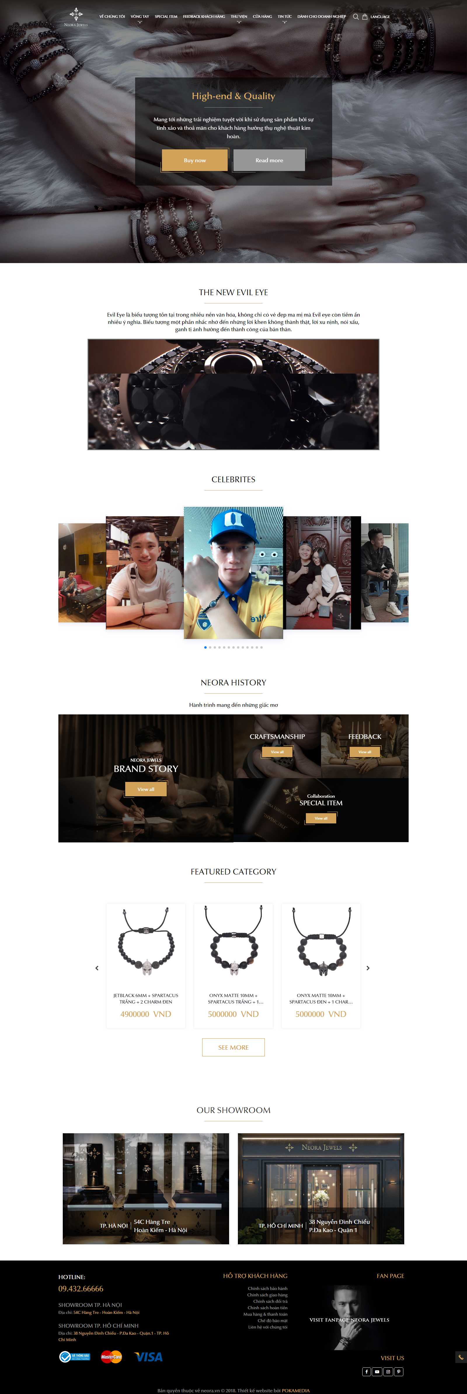 Thiết kế Web vòng tay phong thủy neora.vn