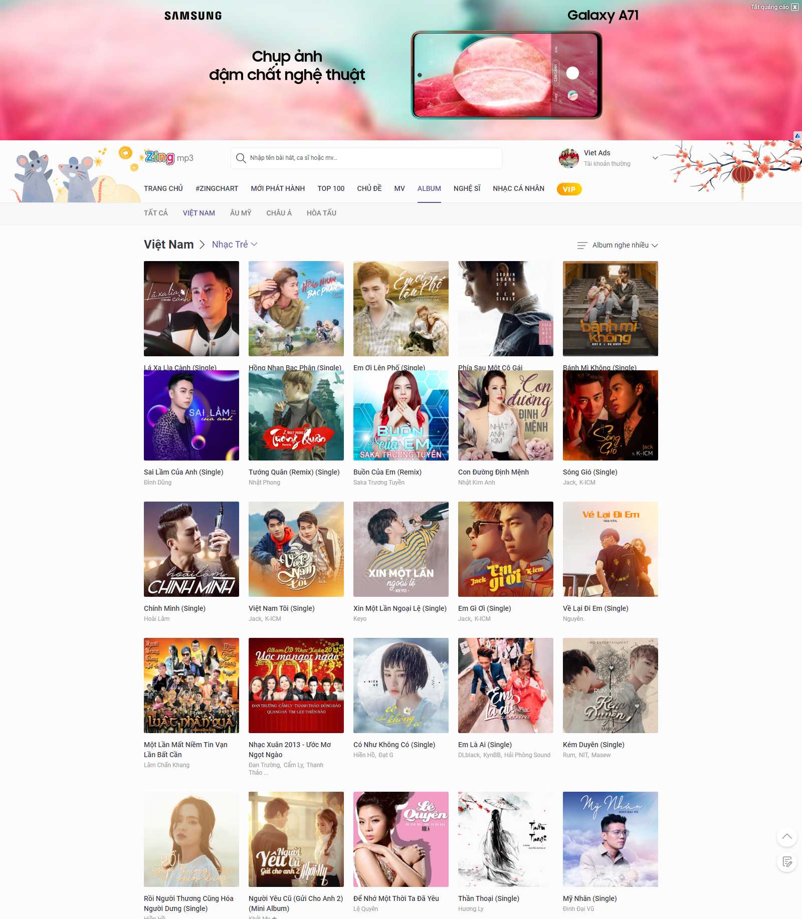 Thiết kế Web nhạc zingmp3.vn