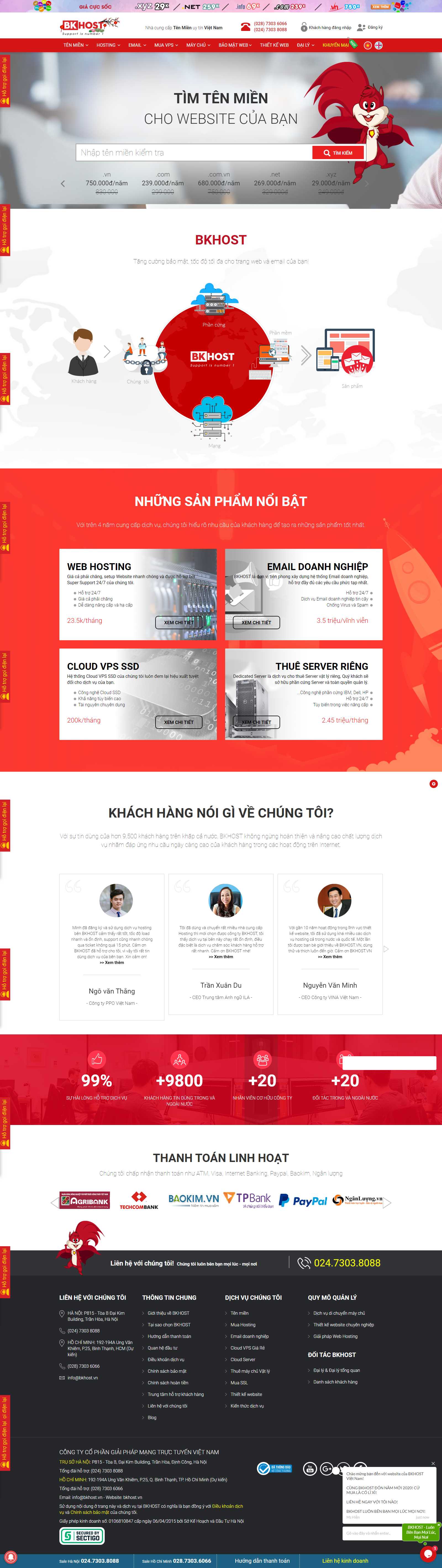 Thiết kế Web bán hosting bkhost.vn