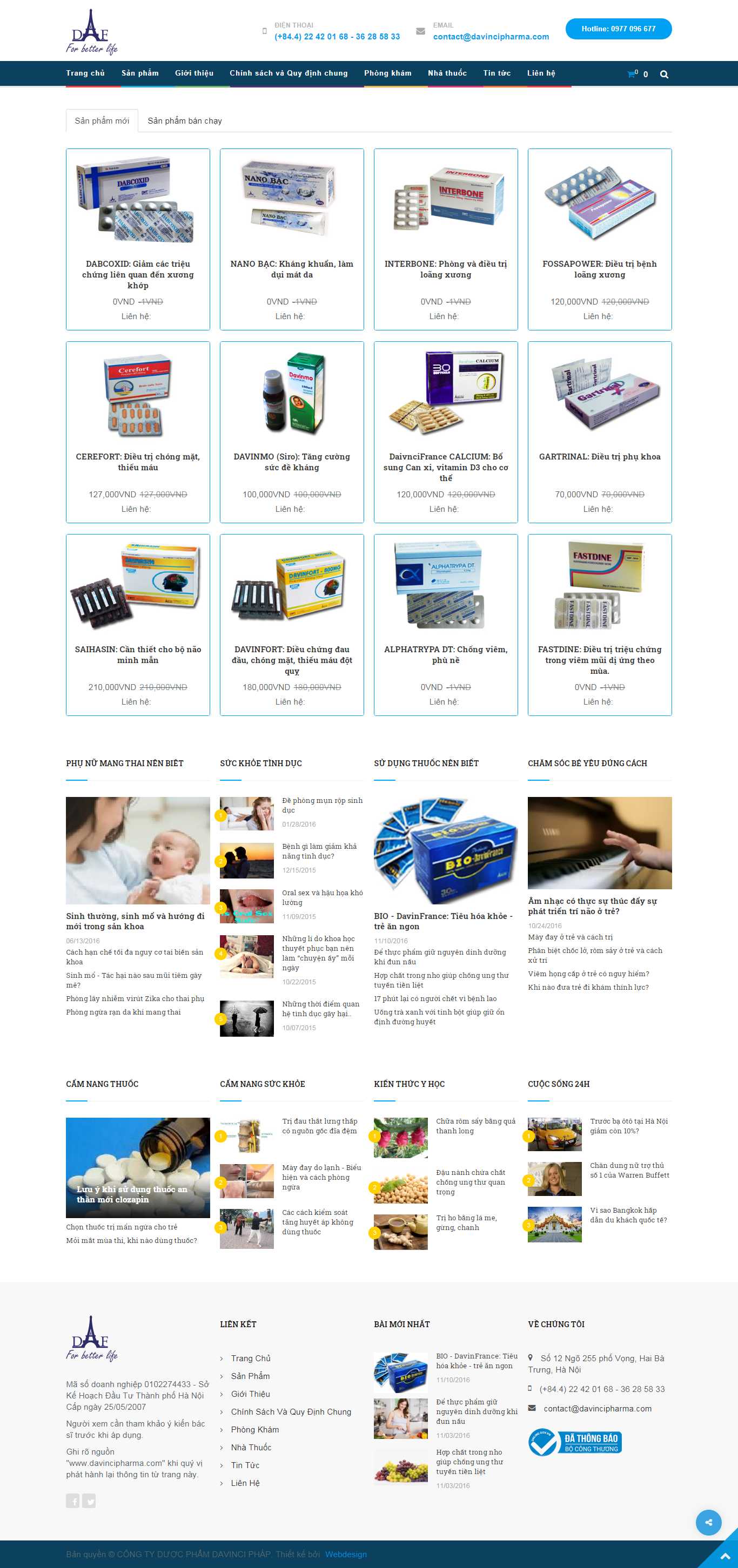 Thiết kế Web công ty dược davincipharma.com