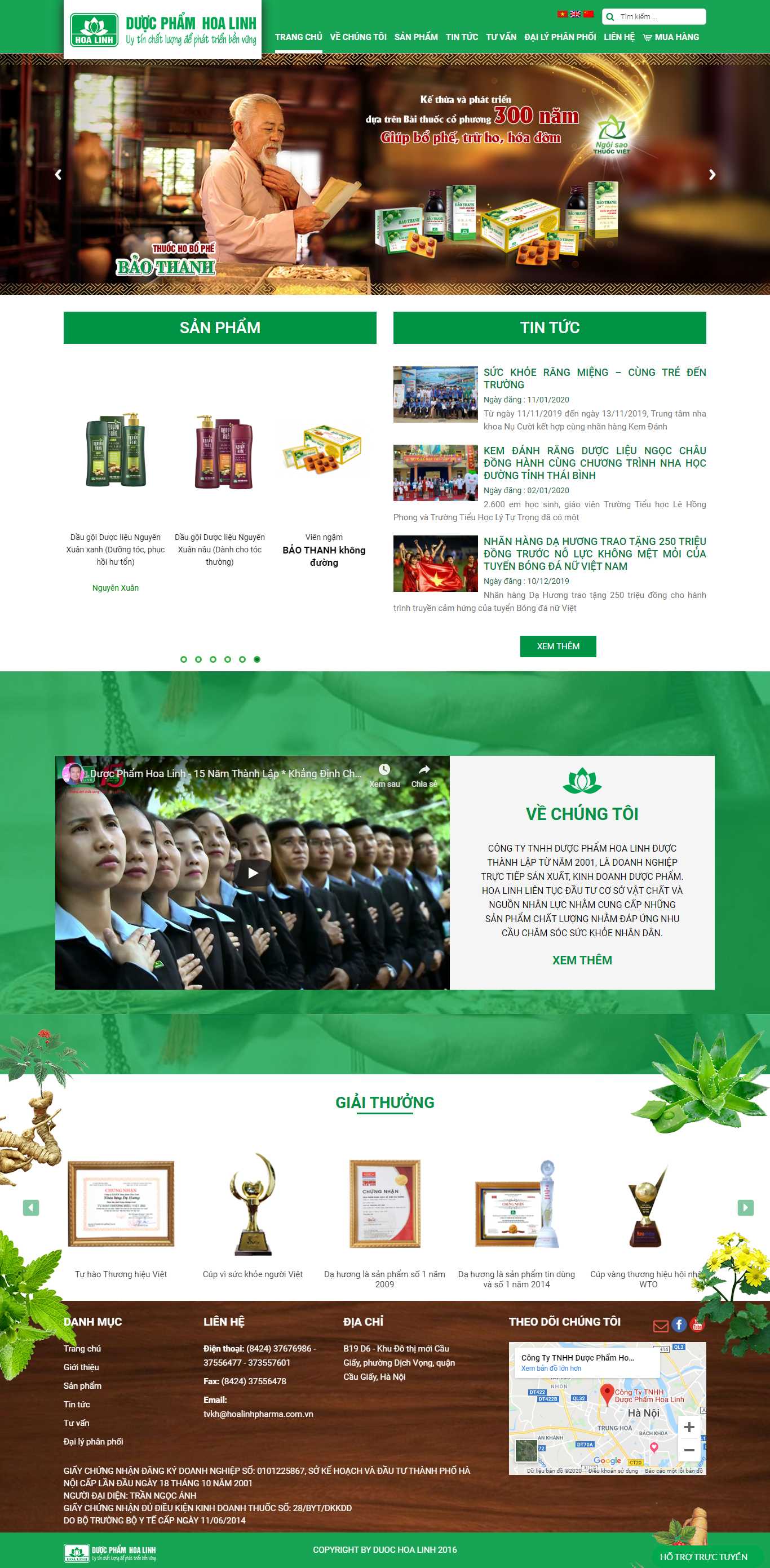 Thiết kế Web công ty dược duochoalinh.vn