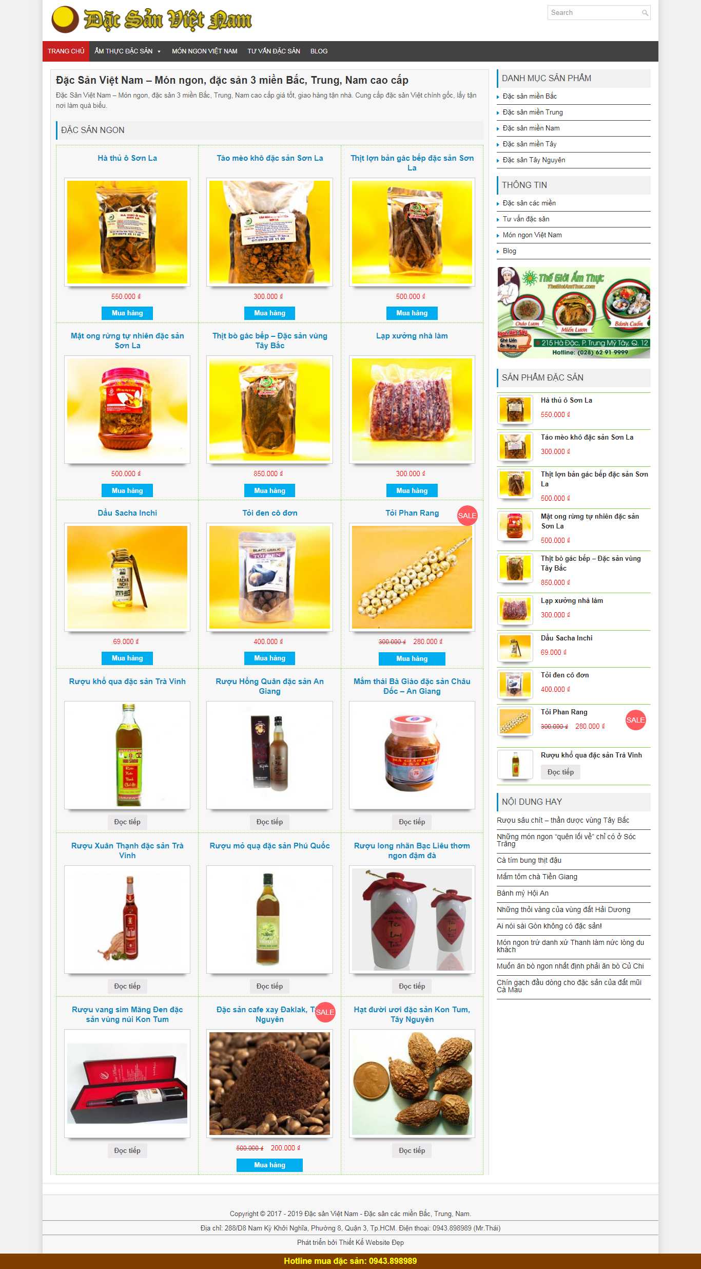 Thiết kế Web bán đặc sản 3 miền dacsanvietnam.com