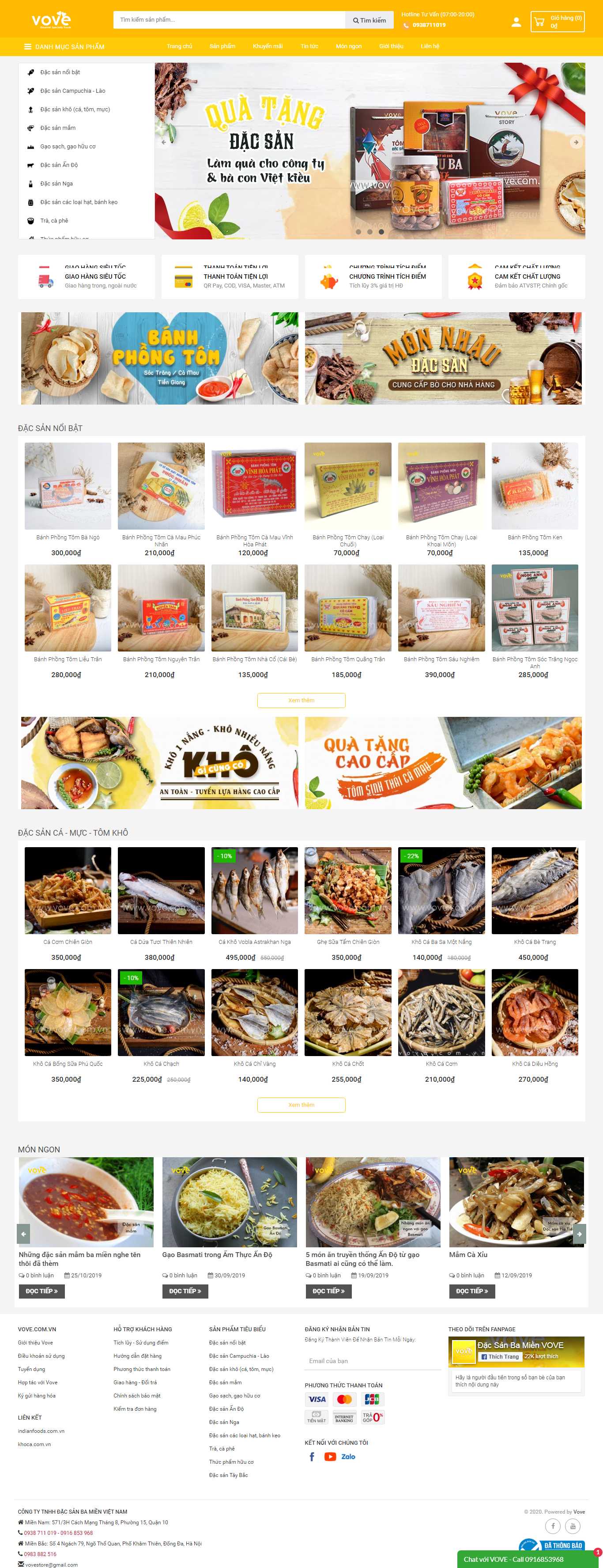 Thiết kế Web bán đặc sản 3 miền vove.com.vn