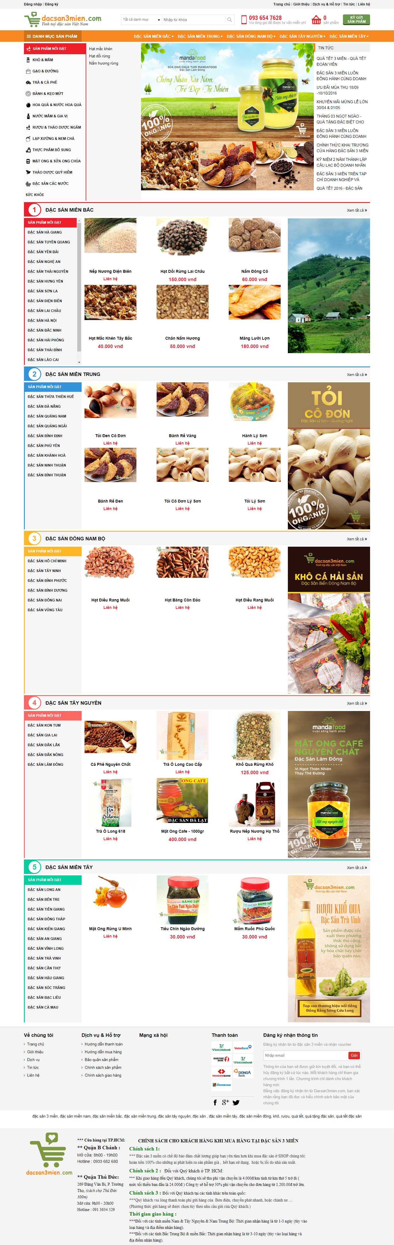 Thiết kế Web bán đặc sản 3 miền dacsan3mien.com