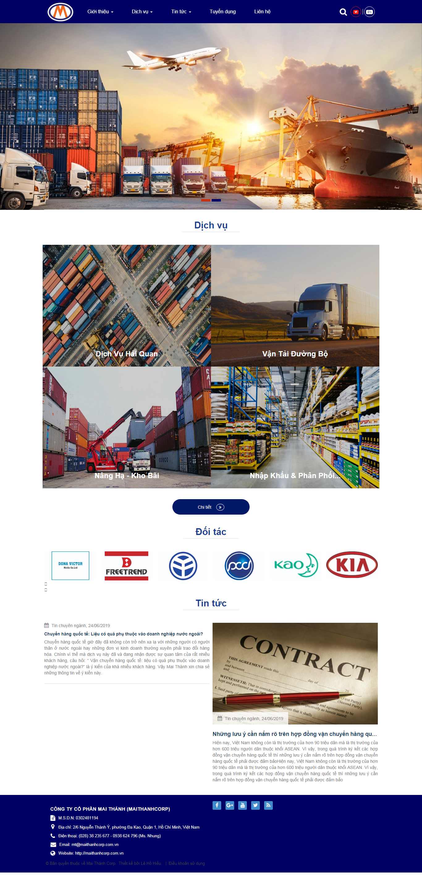 Thiết kế Web công ty nhập khẩu maithanhcorp.com.vn