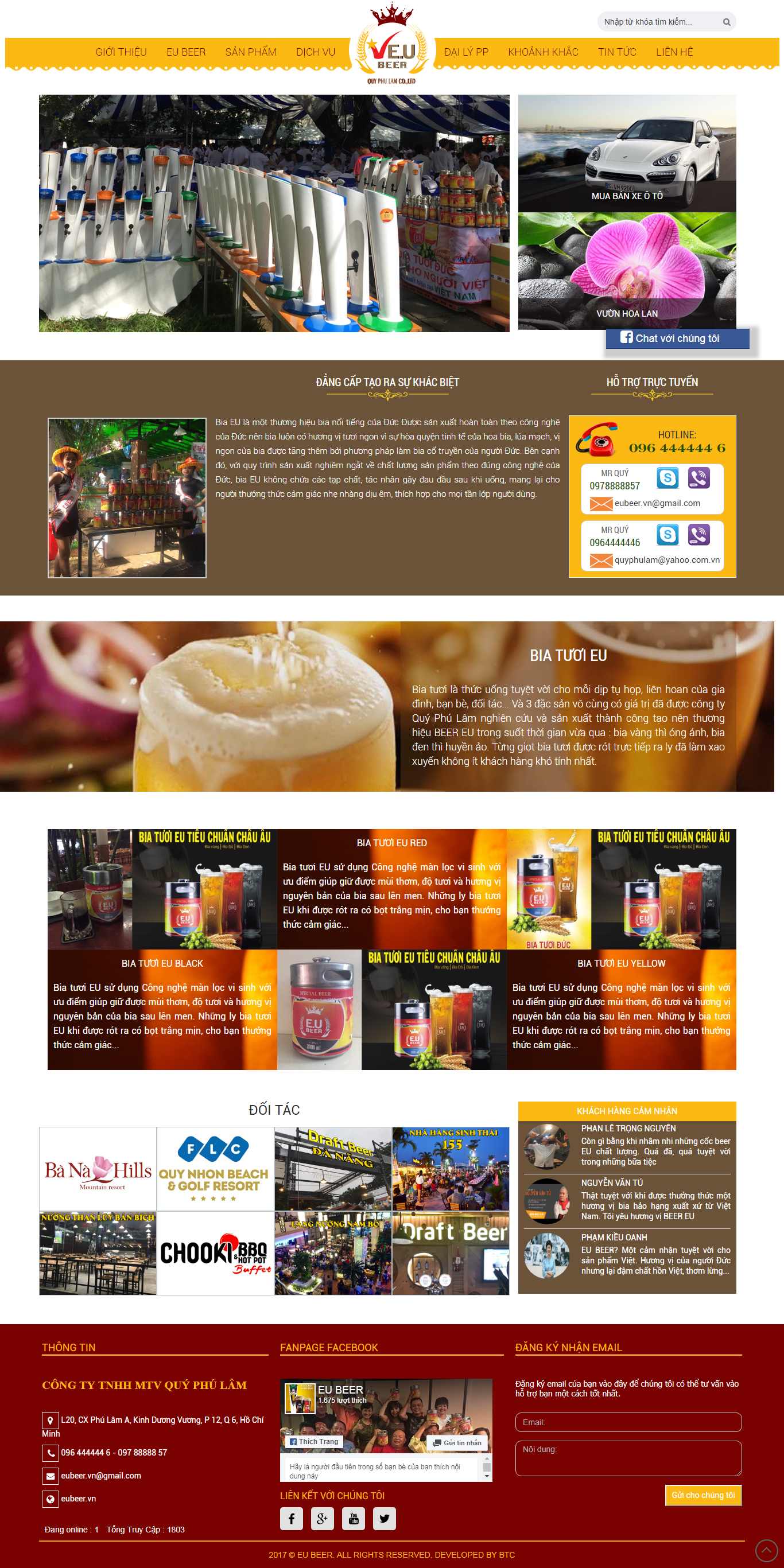 Thiết kế Web công ty bia eubeer.vn