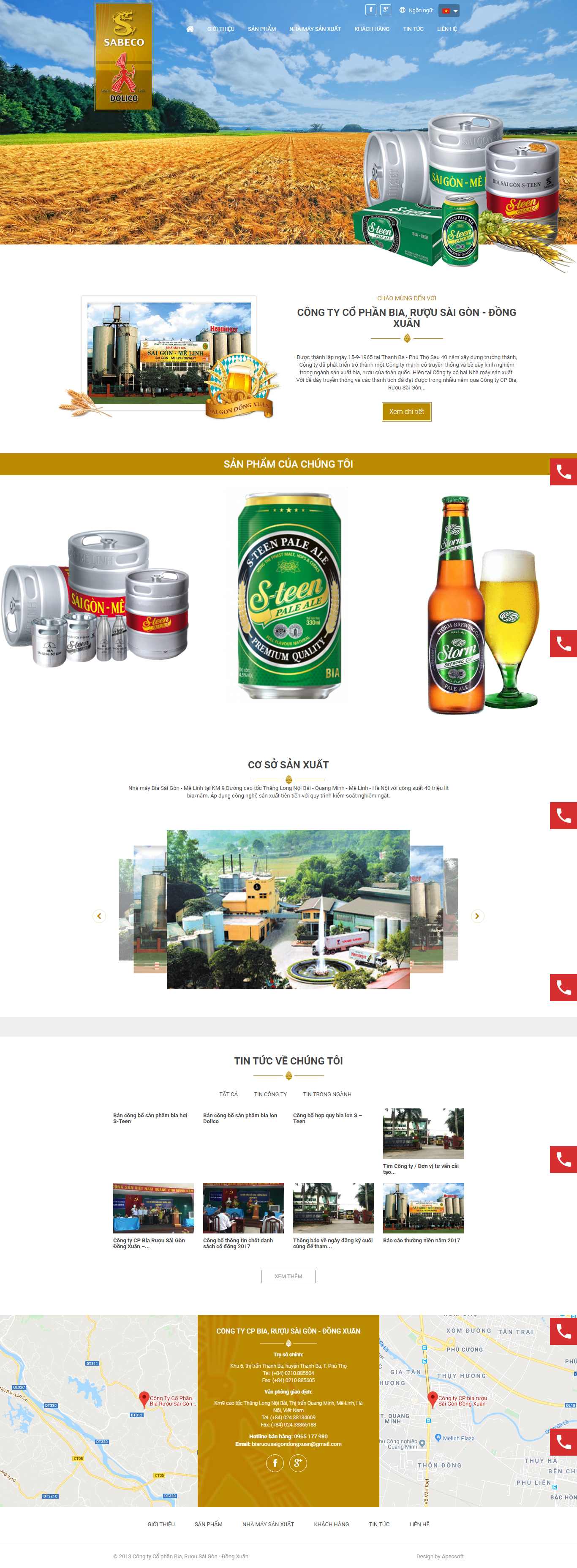 Thiết kế Web công ty bia saigondongxuan.com.vn