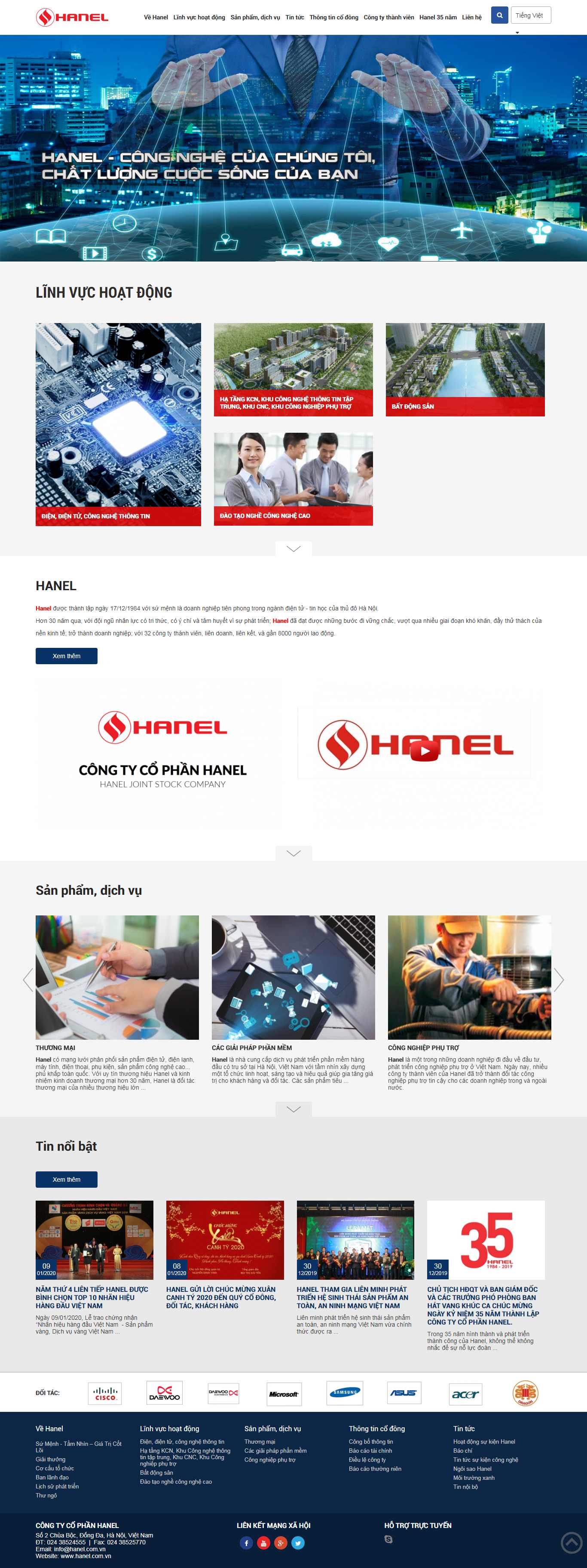 Thiết kế Web công ty điện tử hanel.com.vn
