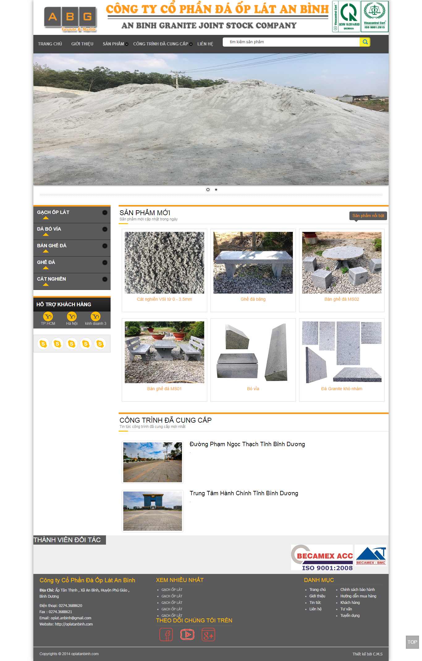 Thiết kế Web công ty đá ốp lát oplatanbinh.com