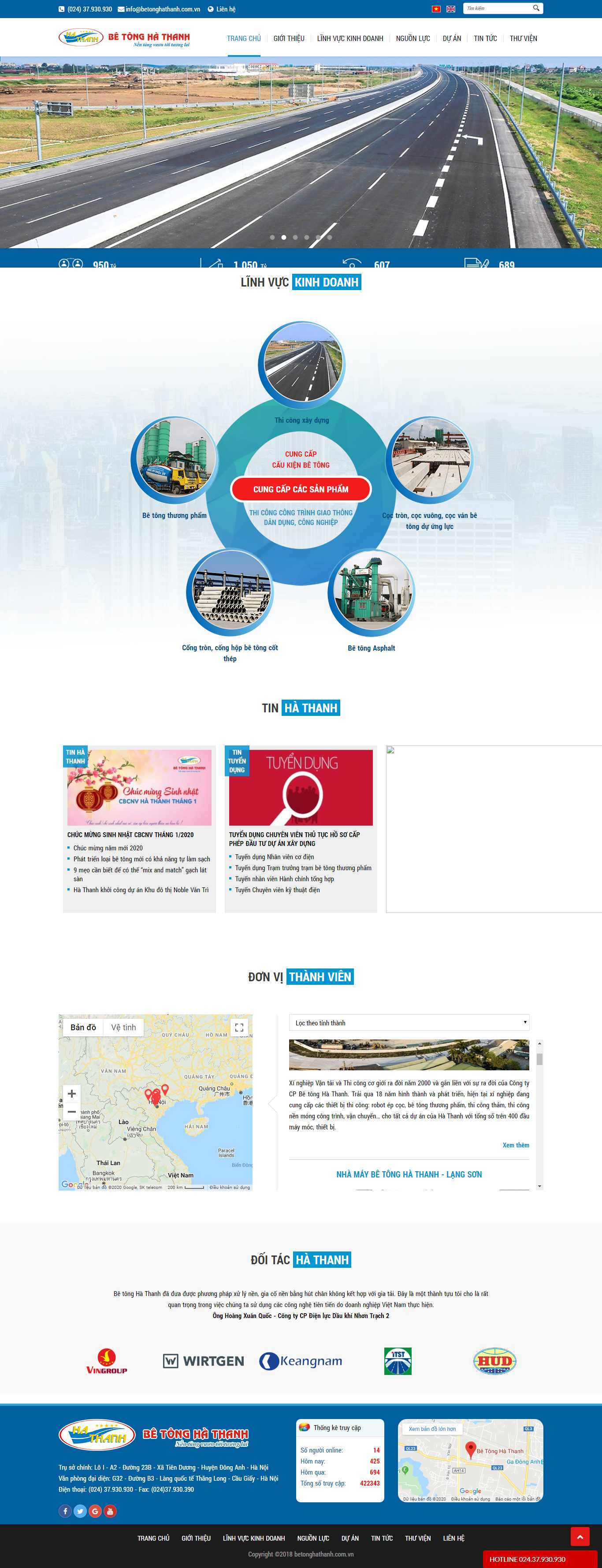 Thiết kế Web công ty bê tông betonghathanh.com