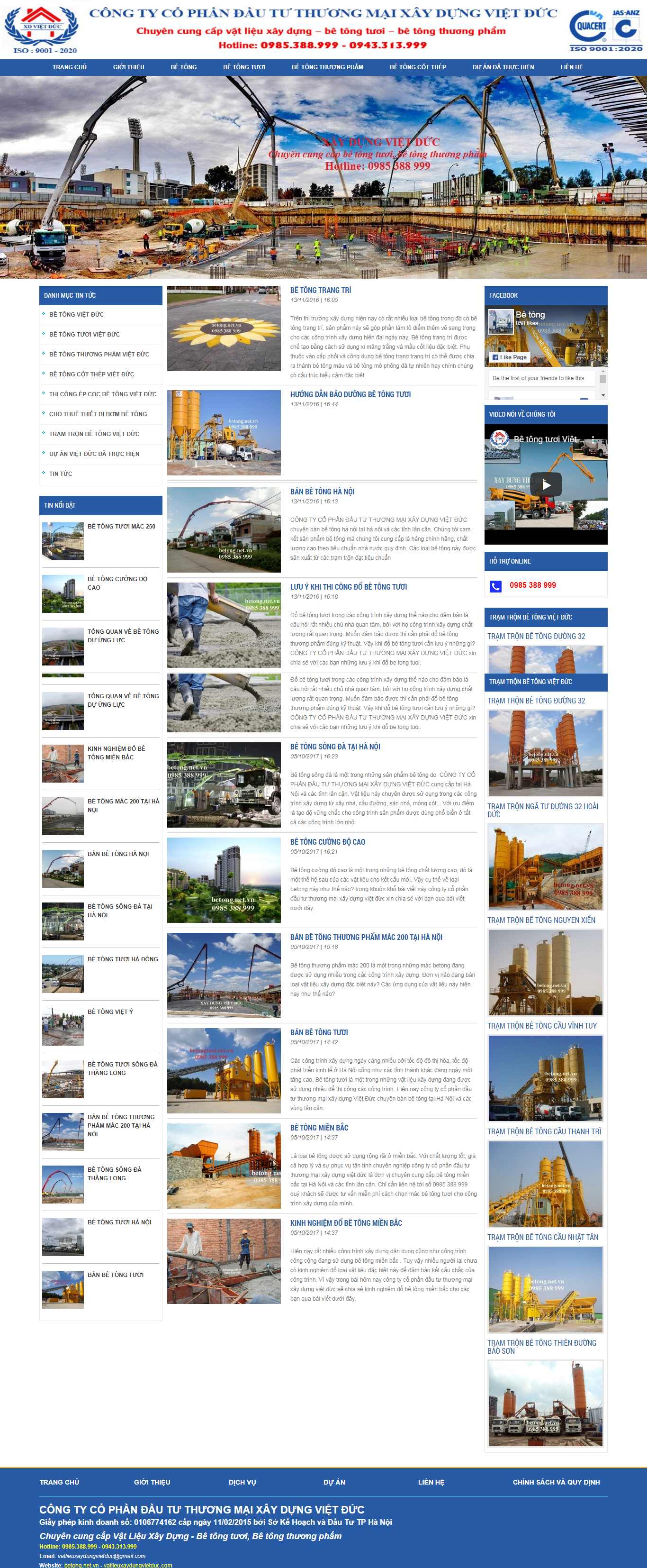 Thiết kế Web công ty bê tông betong.net.vn