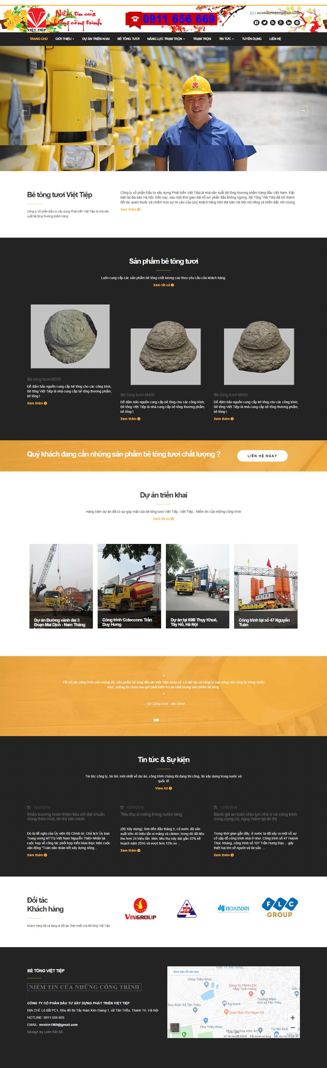 Thiết kế Web công ty bê tông betongviettiep.vn