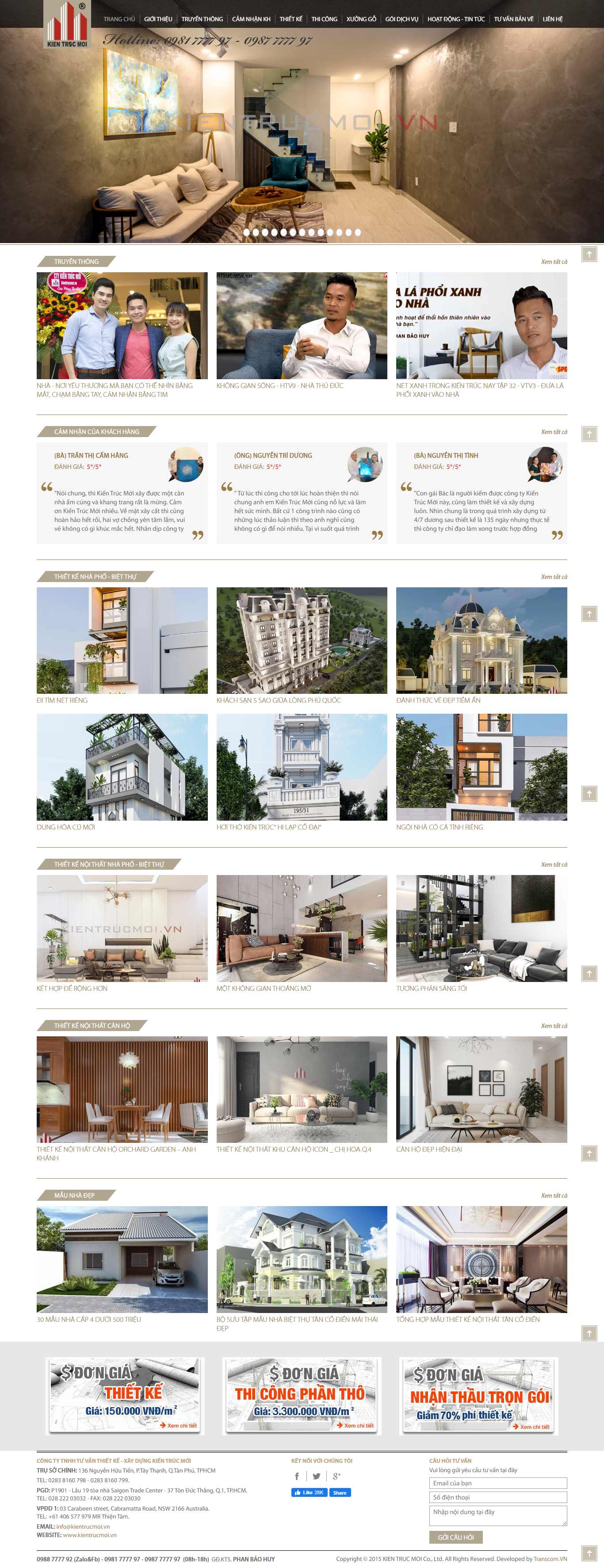 Thiết kế Web công ty kiến trúc kientrucmoi.vn