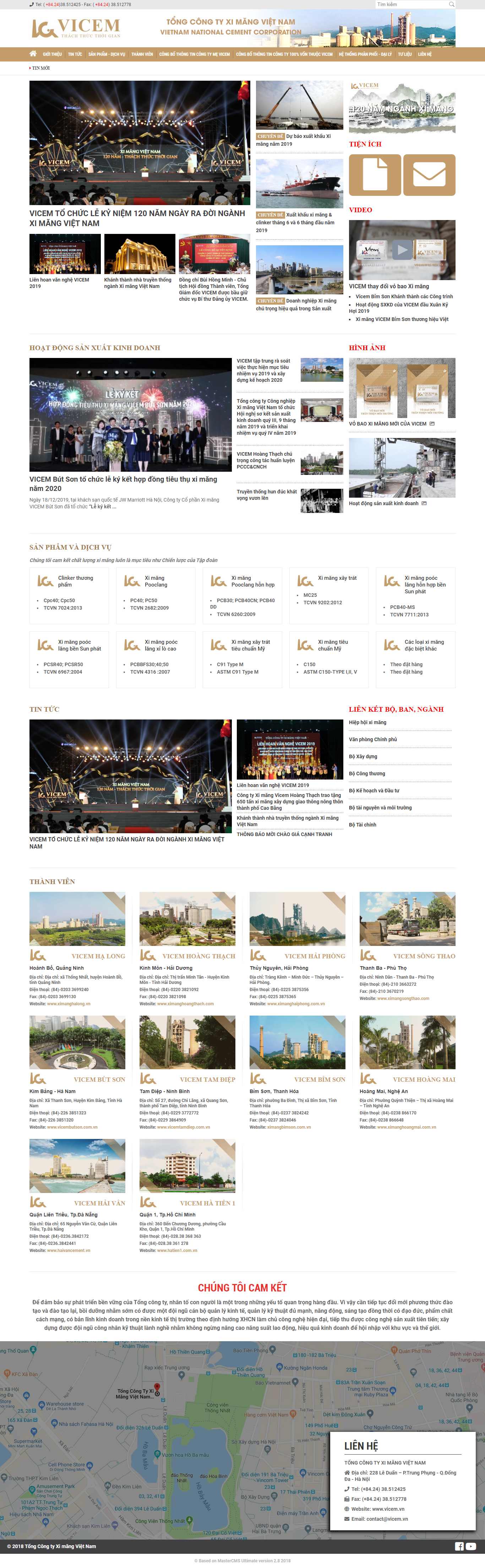Thiết kế Web công ty xi măng vicem.vn