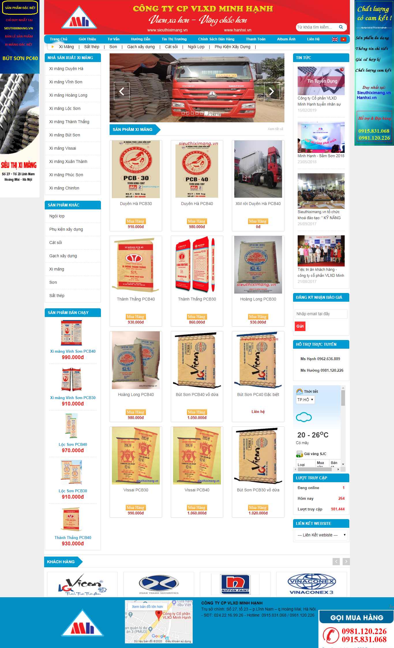 Thiết kế Web công ty xi măng sieuthiximang.vn