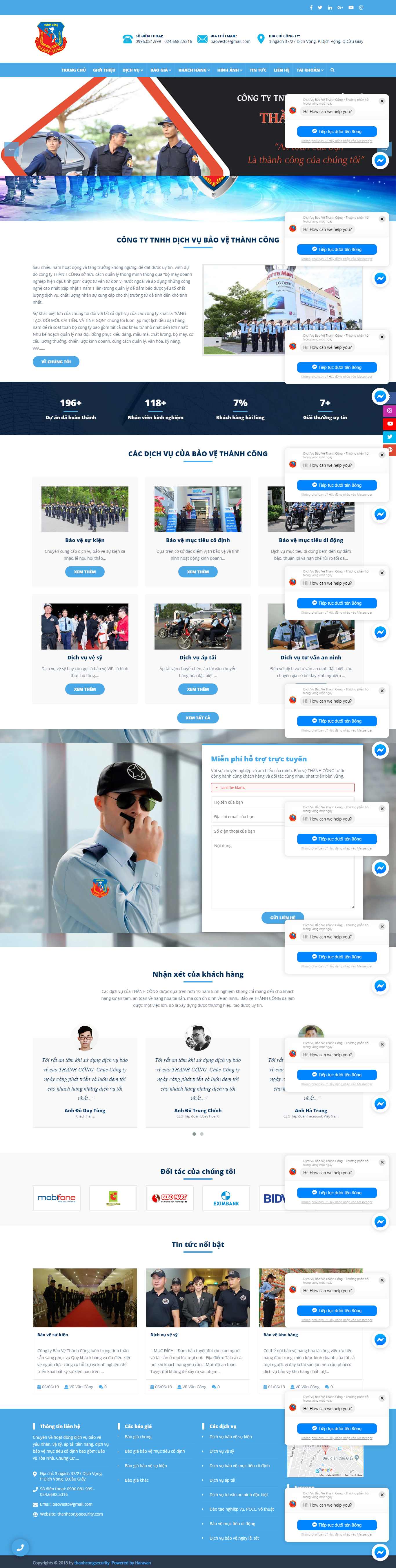 Thiết kế Web công ty bảo vệ baovethanhcong.vn