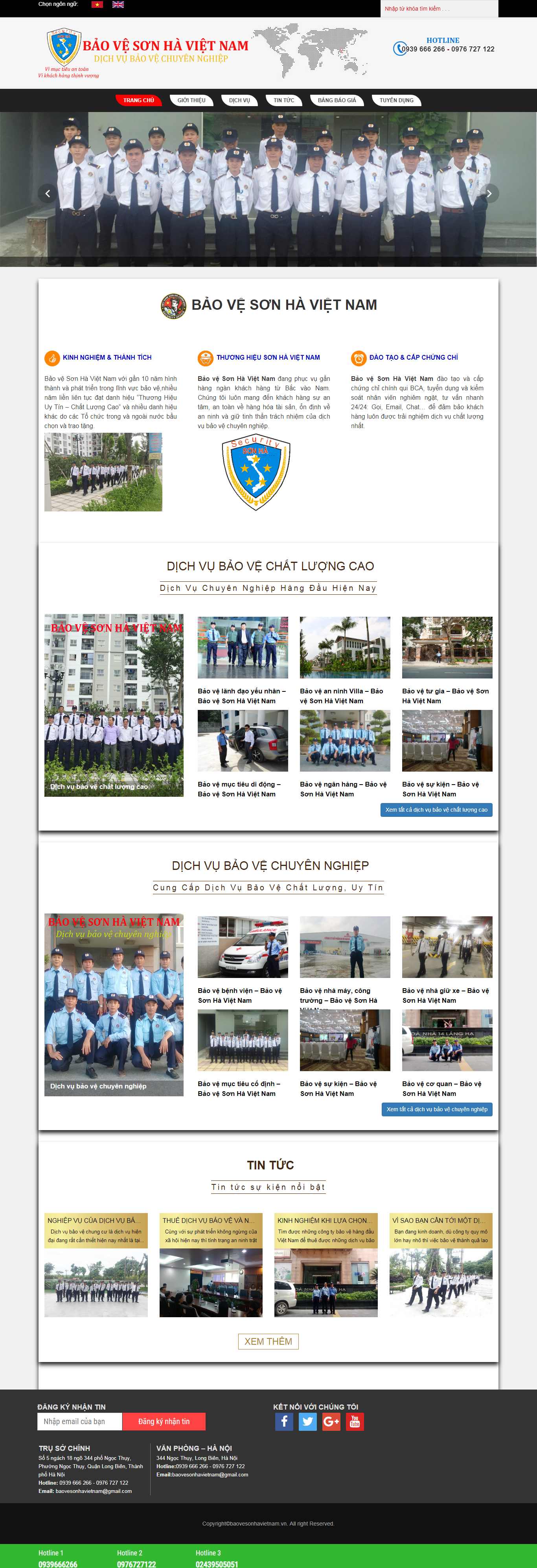 Thiết kế Web công ty bảo vệ baovesonhavietnam.vn